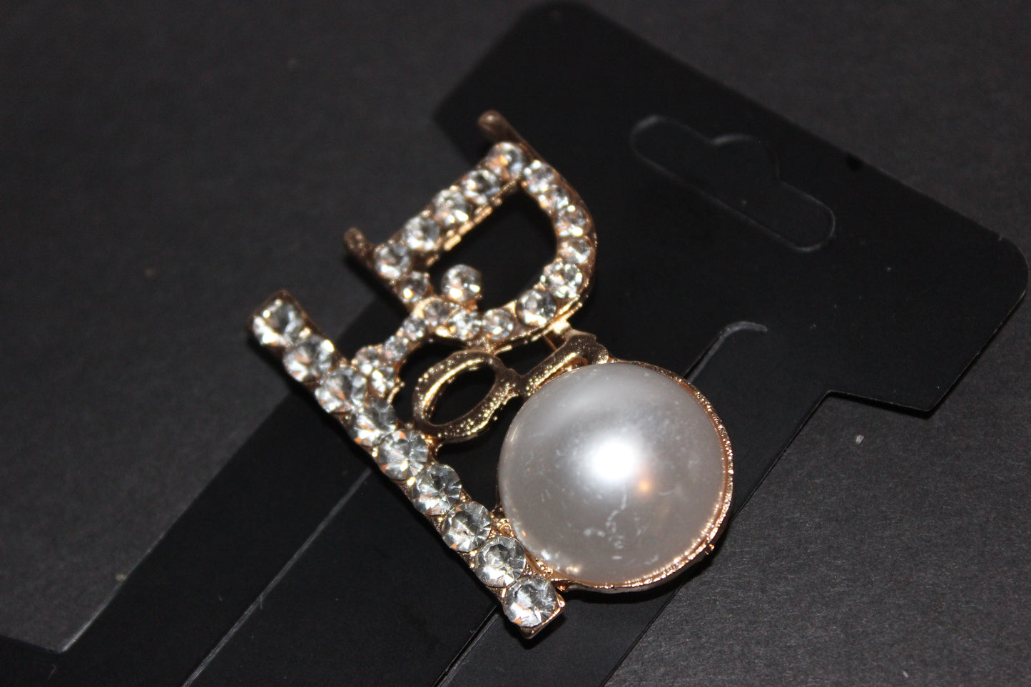 Gold & Pearl Rhinestone Brooch Pin