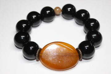 Black & Brown Large Beaded Bracelet