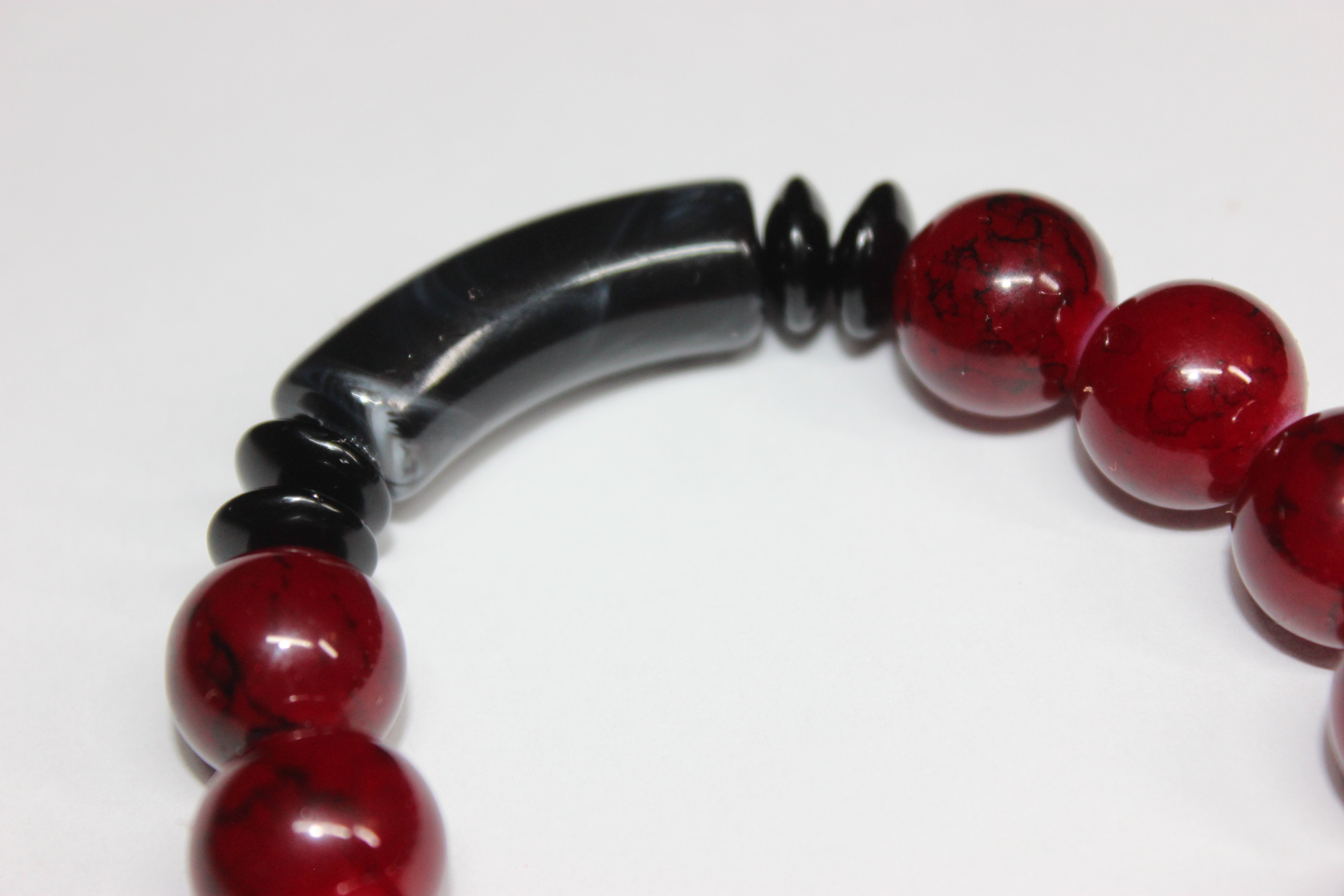 Red & Black Beaded Bracelet