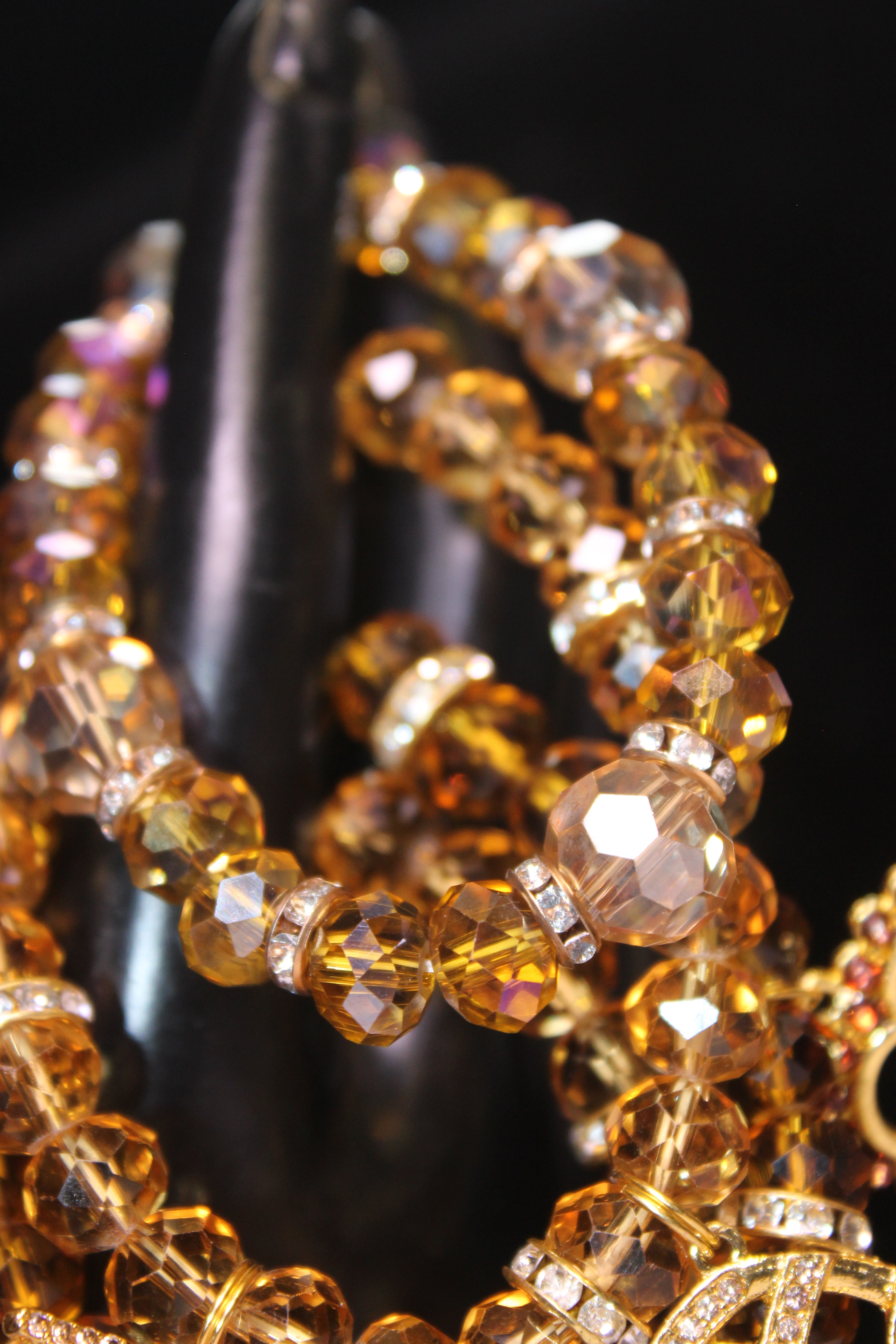 4 Piece Topaz & Gold Crystal Charm Bracelet Set