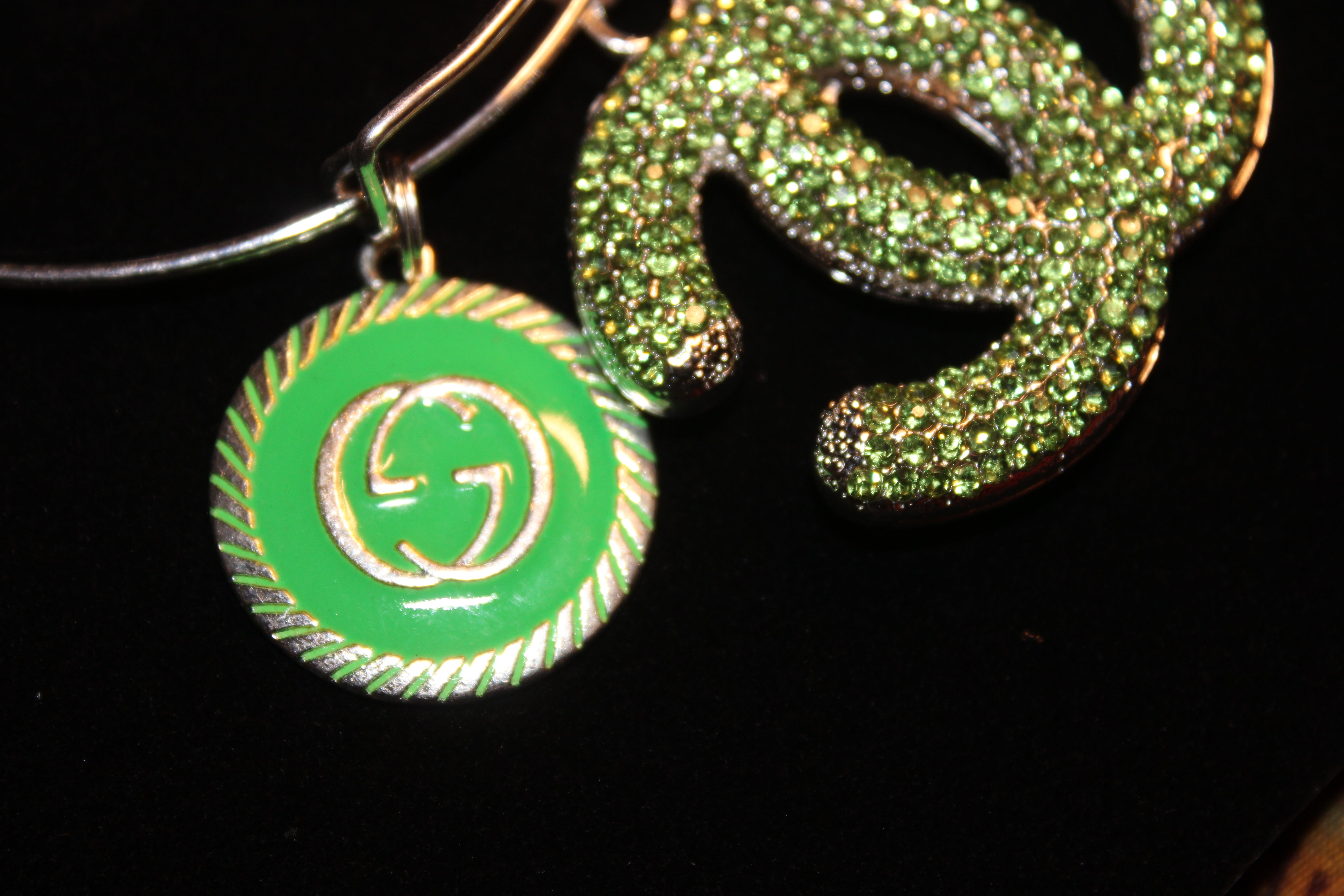 Green & Silver Charm Bangle