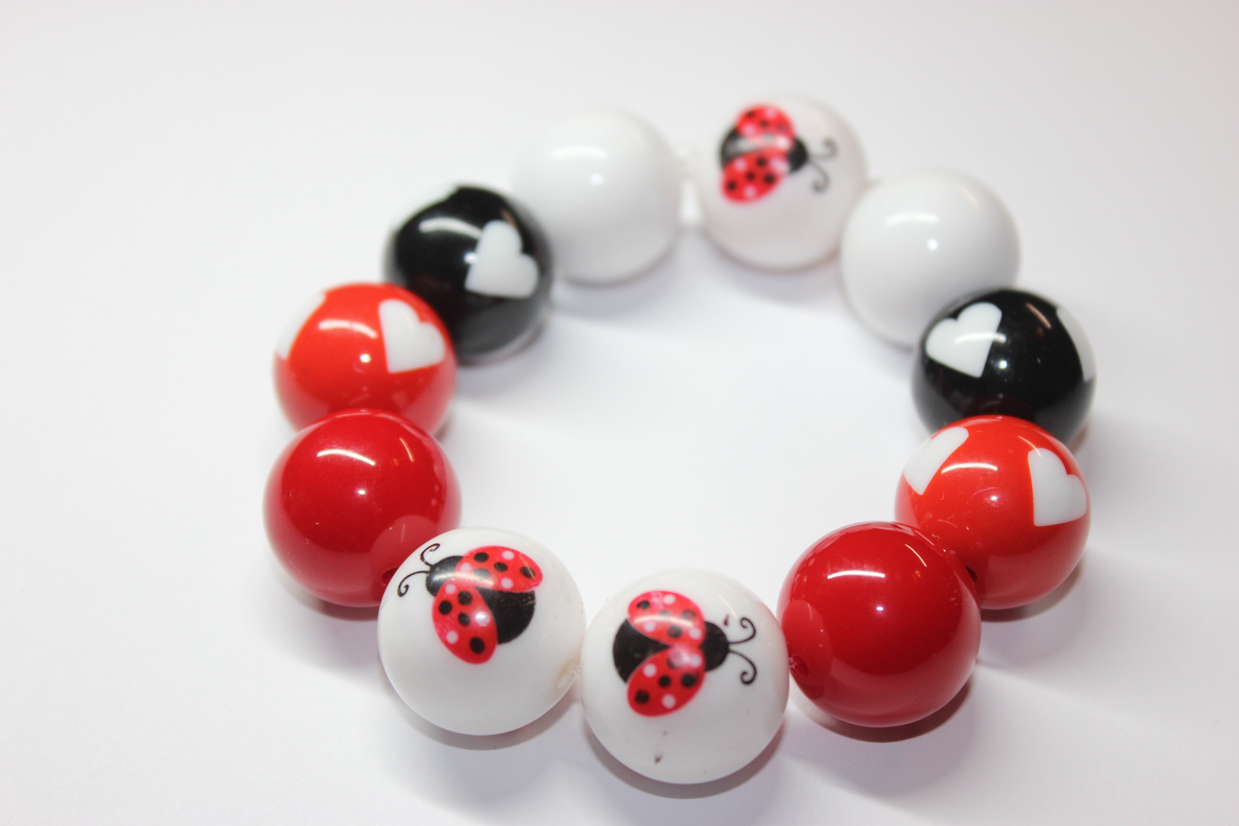 Red White & Black Ladybug Bracelet