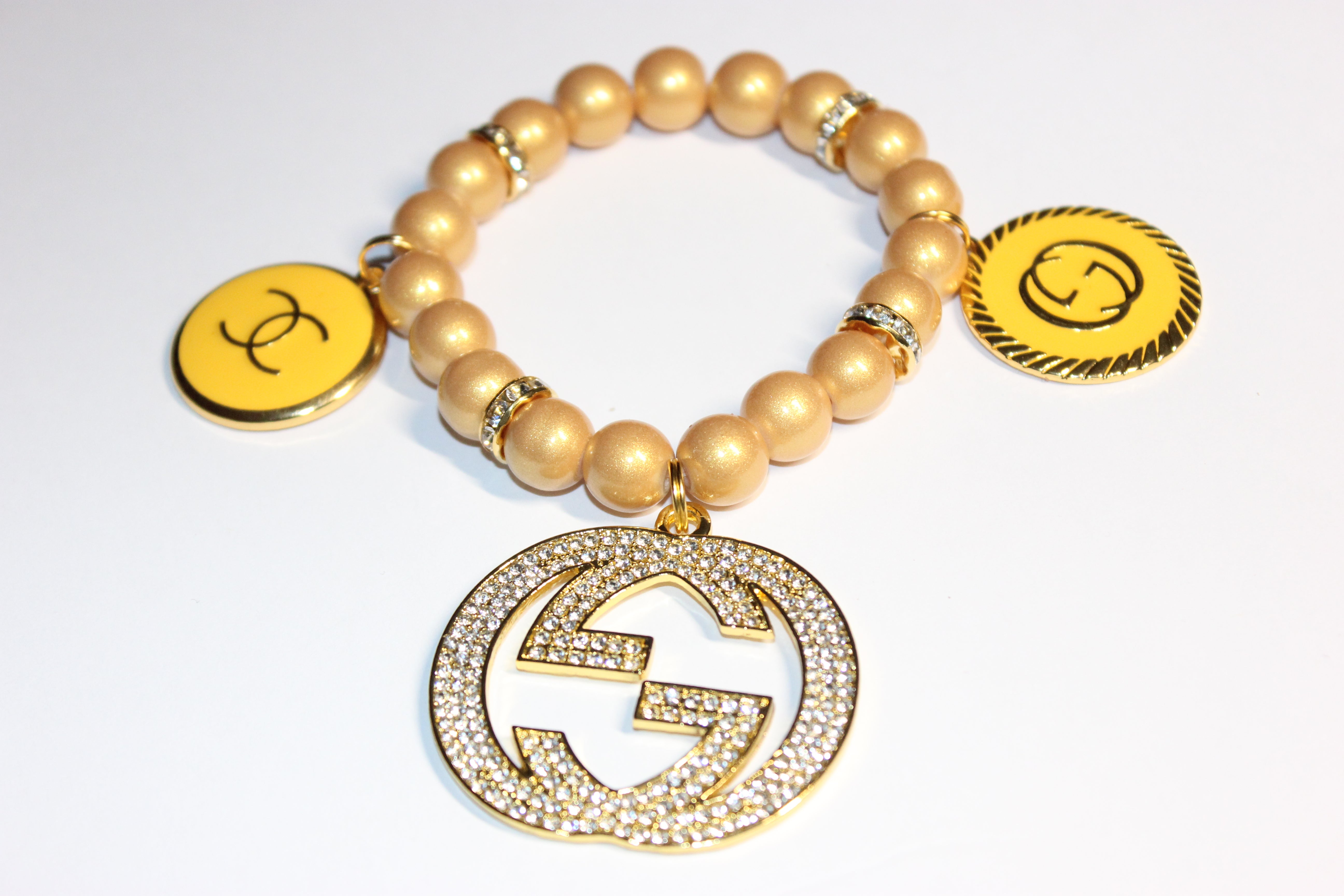 Mustard & Gold Charm Bracelet (1)