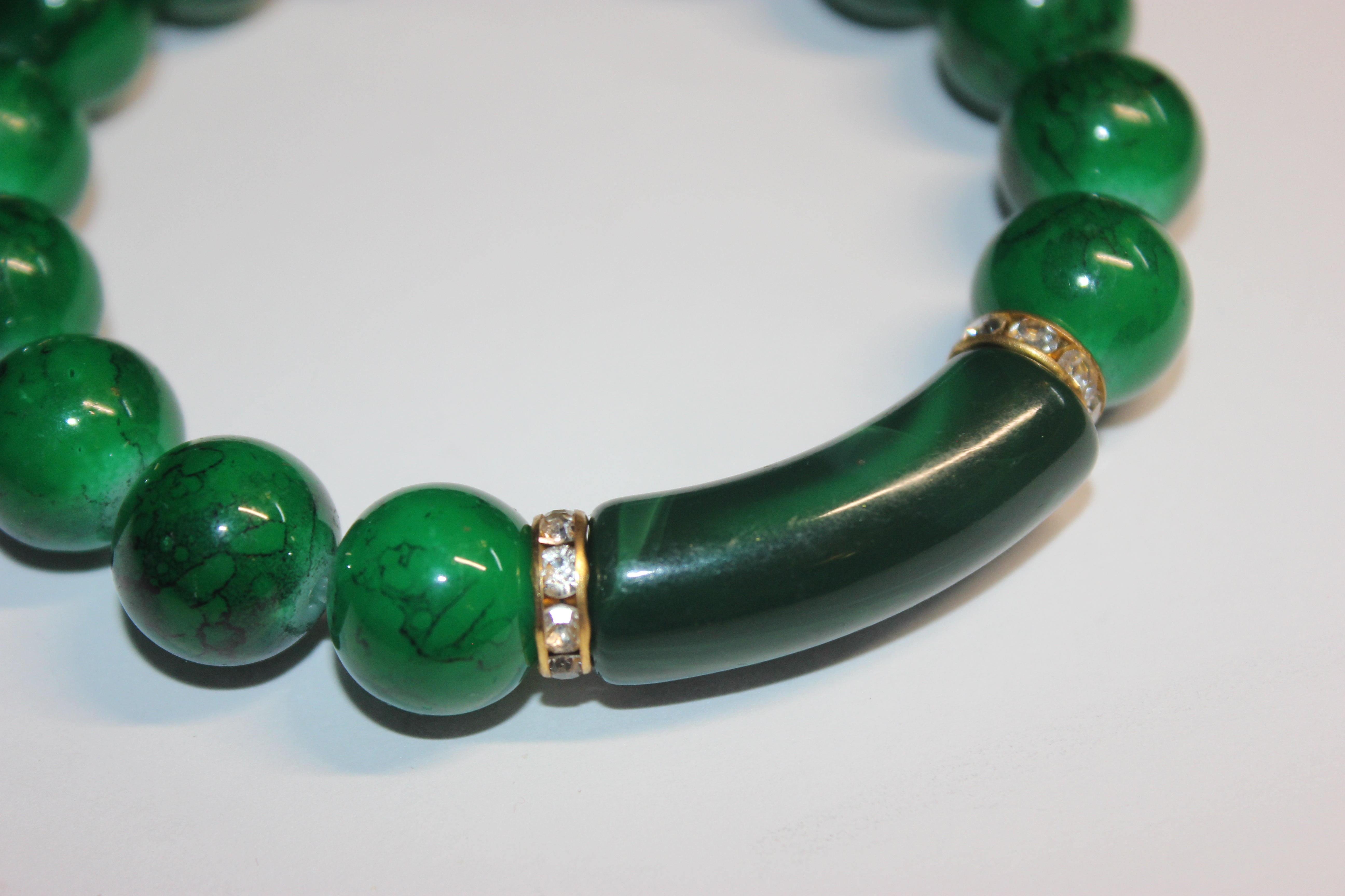 Shades Of Green w/ Gold BOBCAT Beaded Bracelet