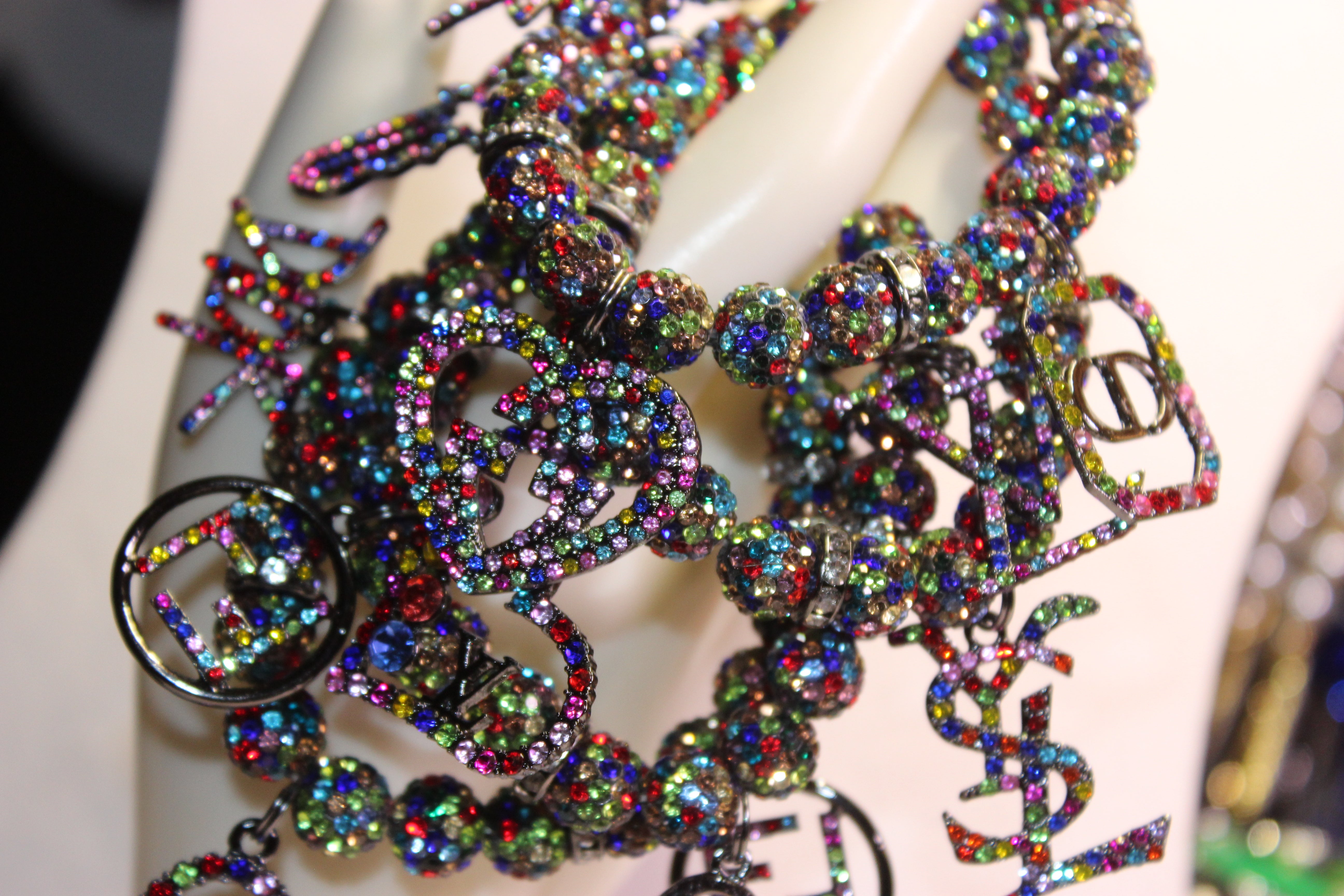 4 Piece Multicolored Rhinestone Charm Bracelet Set