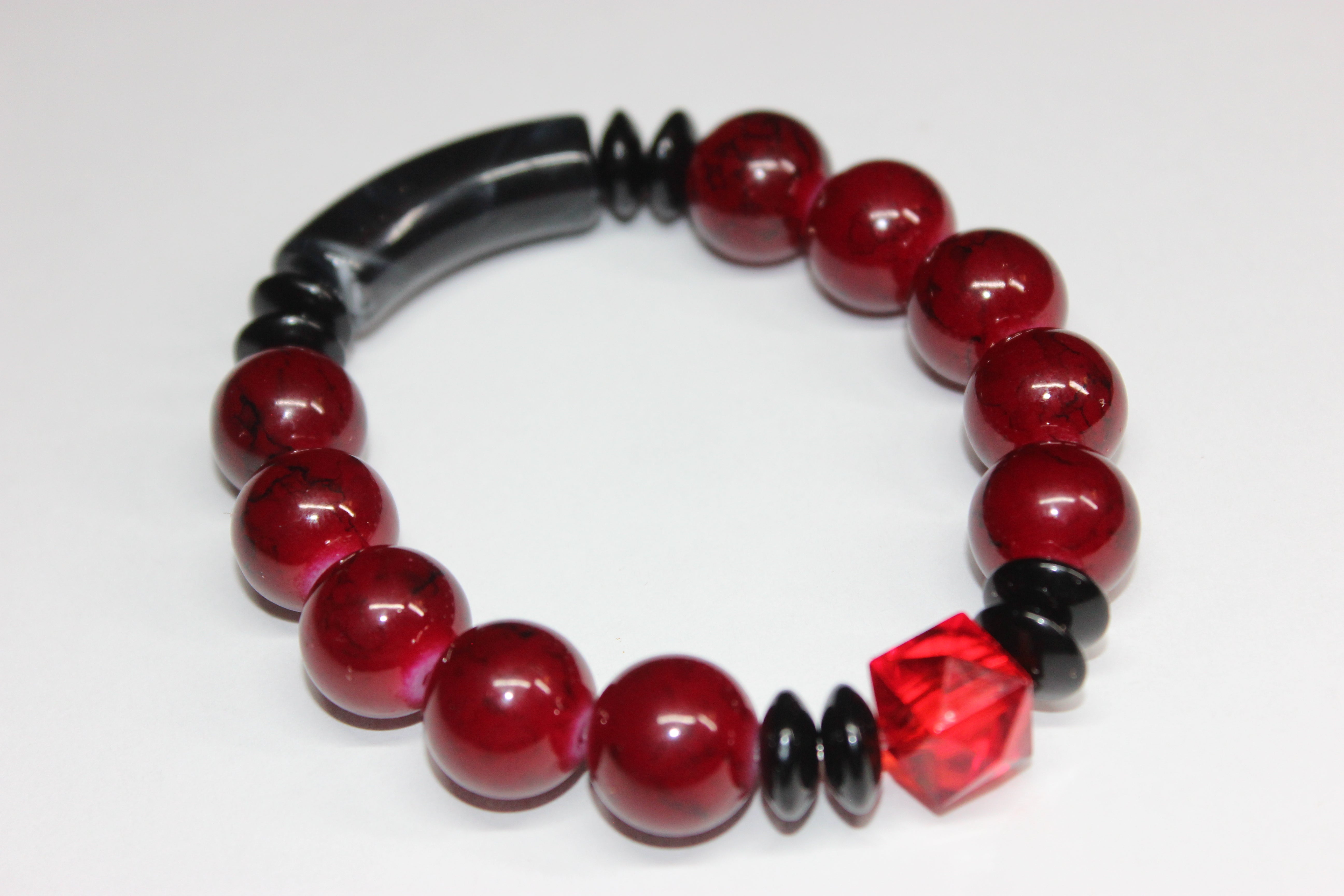 Red & Black Beaded Bracelet