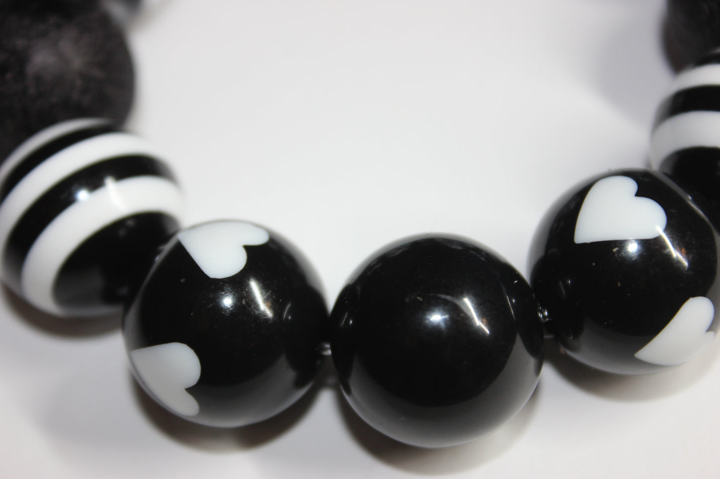 Large Black & White Beaded Bracelet