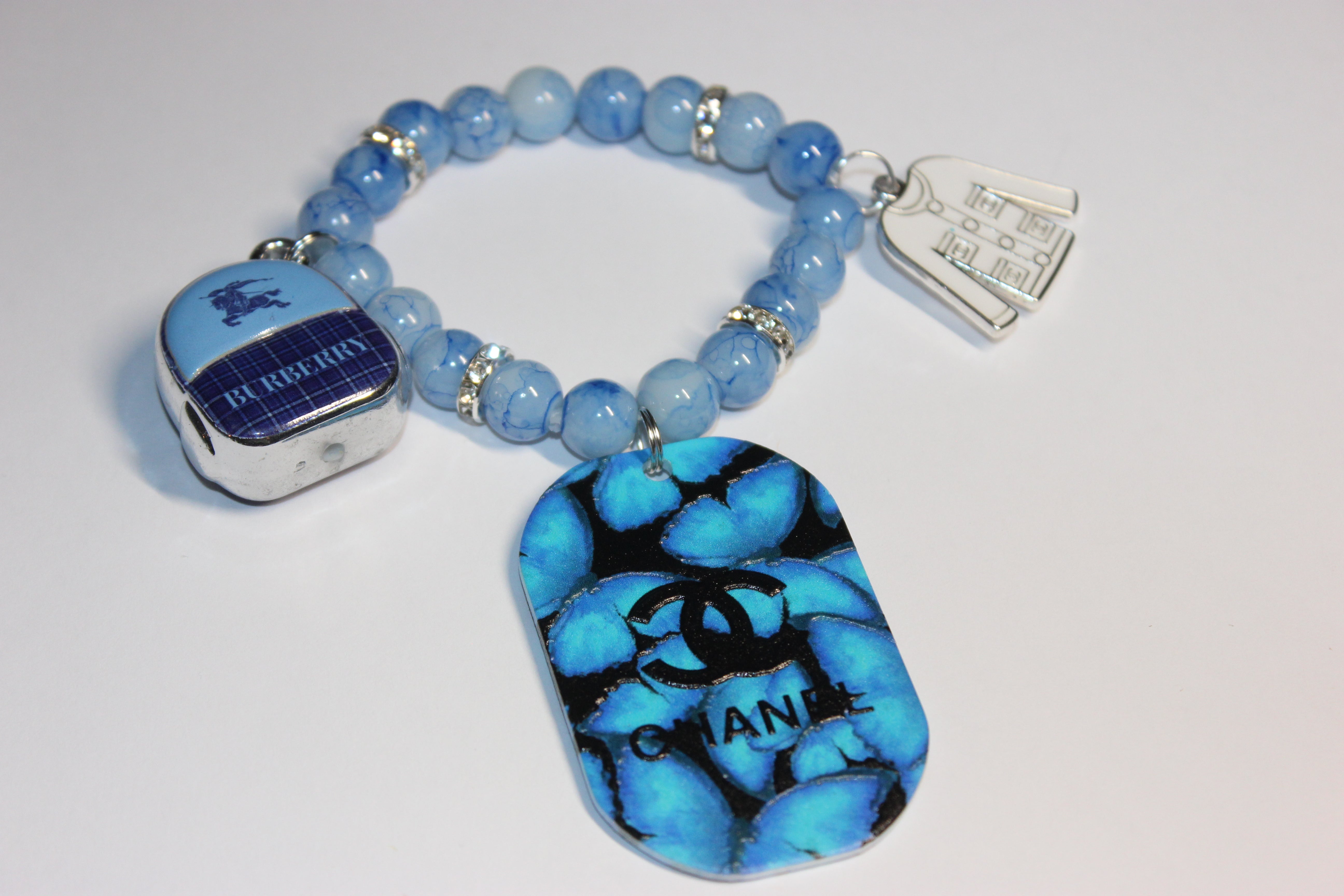 Blue & White Charm Bracelet with Silver (1)