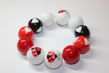 Red White & Black Ladybug Bracelet