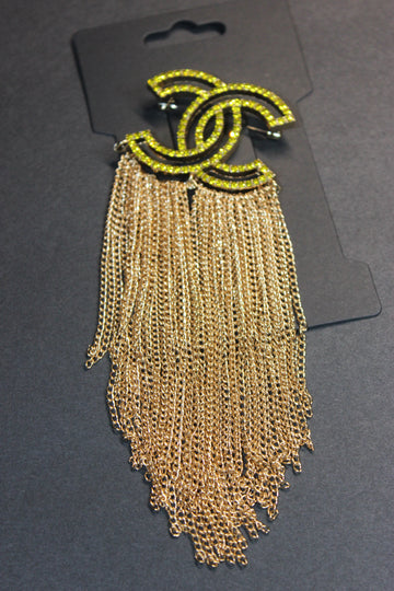 Yellow & Gold Chain Brooch Pin