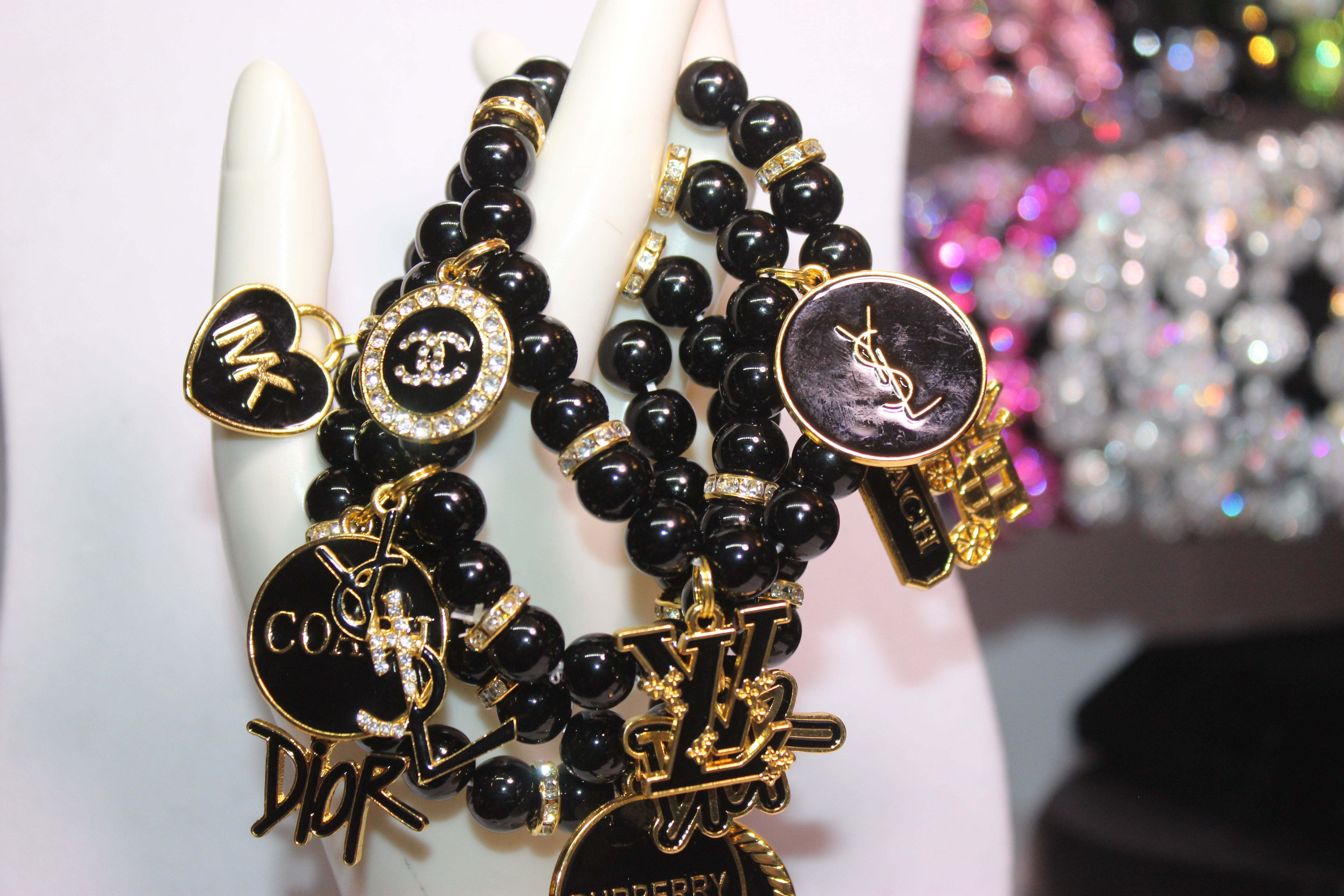 Black & Gold 4 Piece Charm Bracelet Set