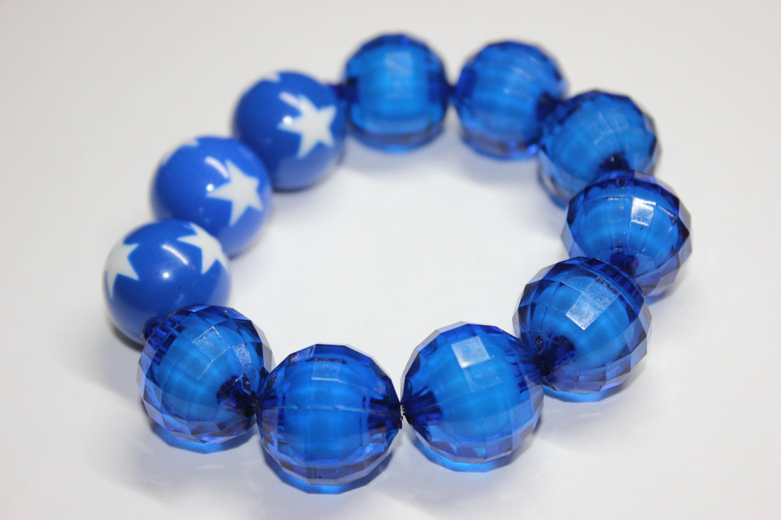 Blue & White Large Beaded Bracelet