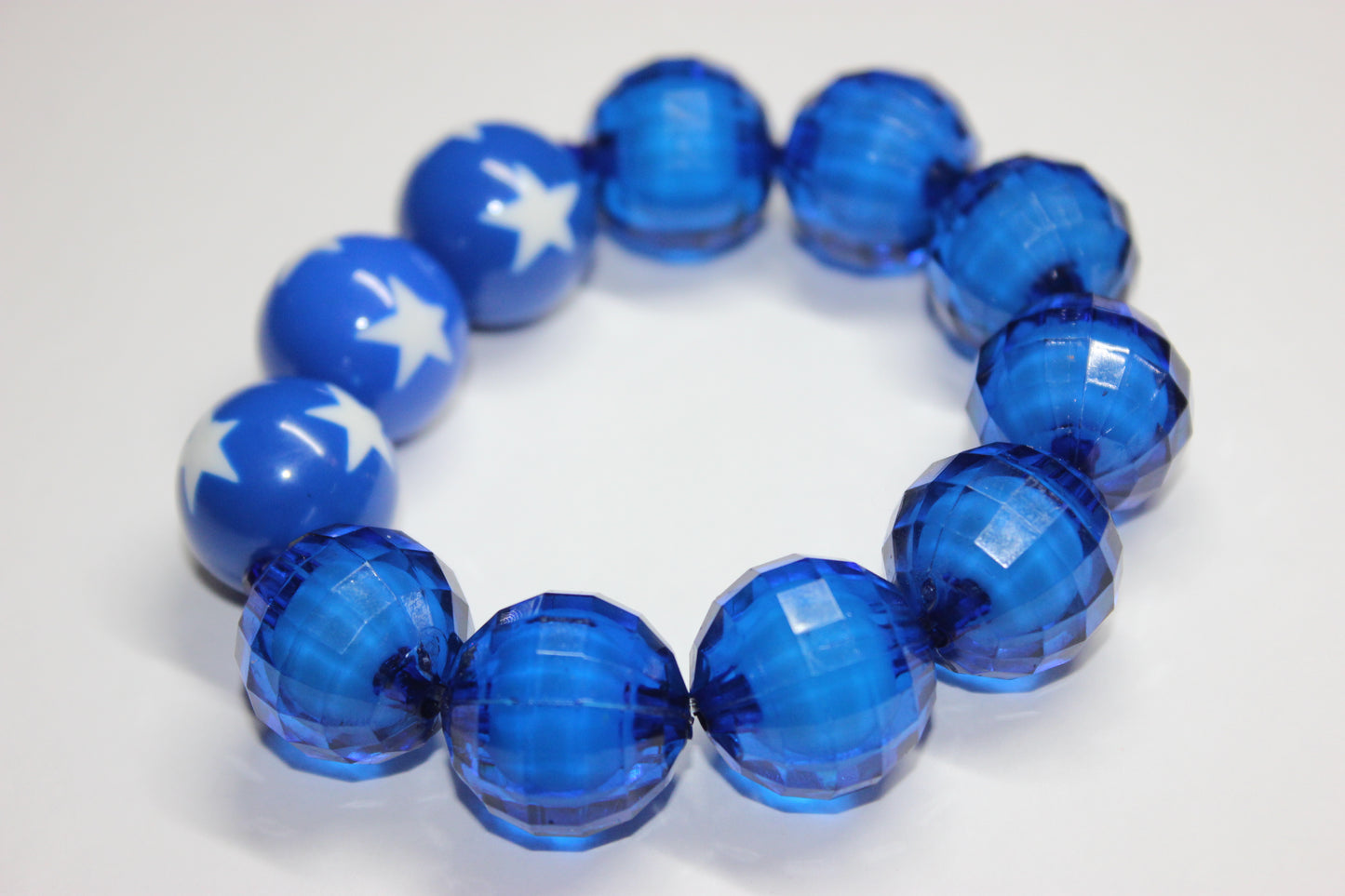 Blue & White Large Beaded Bracelet