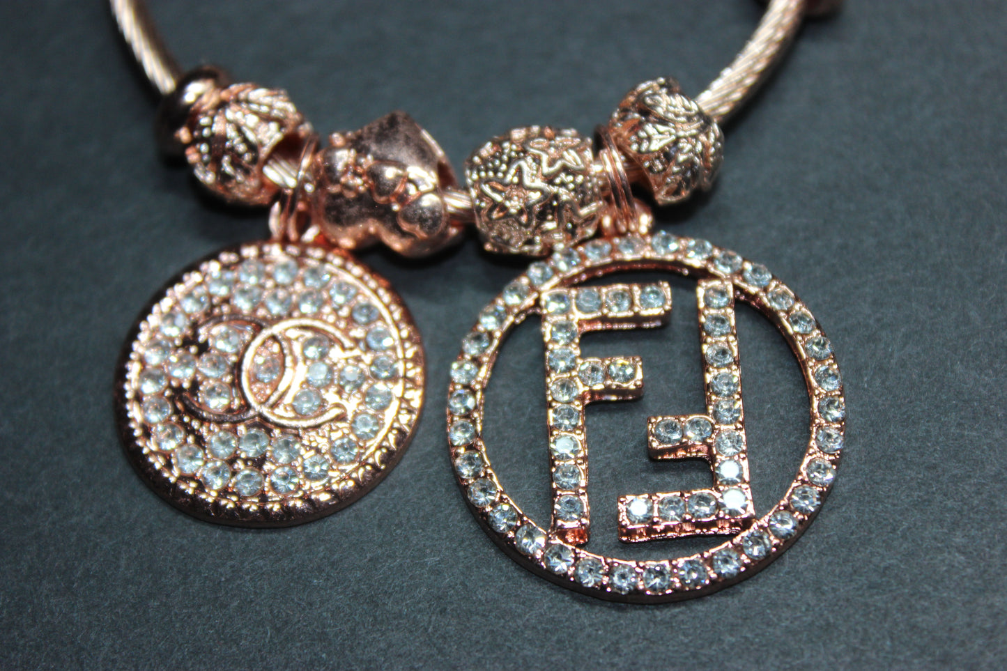 Rose Gold Charm Bangle