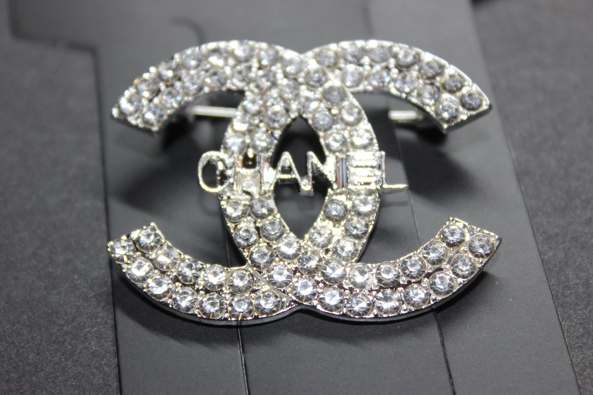 Silver Rhinestone Brooch Pin