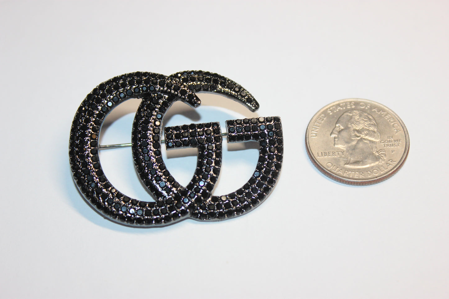 Black Rhinestone Brooch Pin