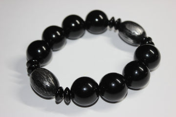 Grey & Black Beaded Bracelet