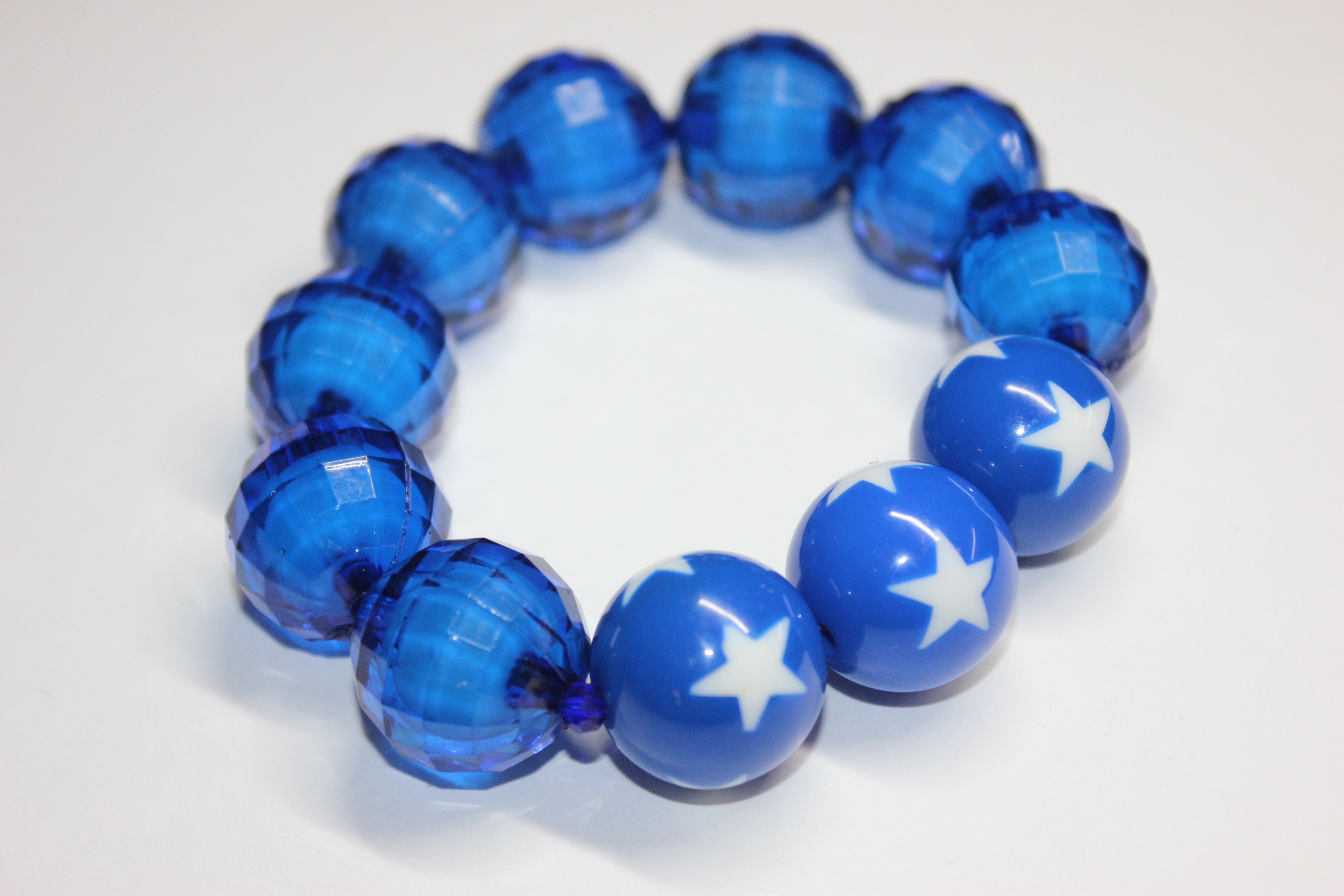 Blue & White Large Beaded Bracelet