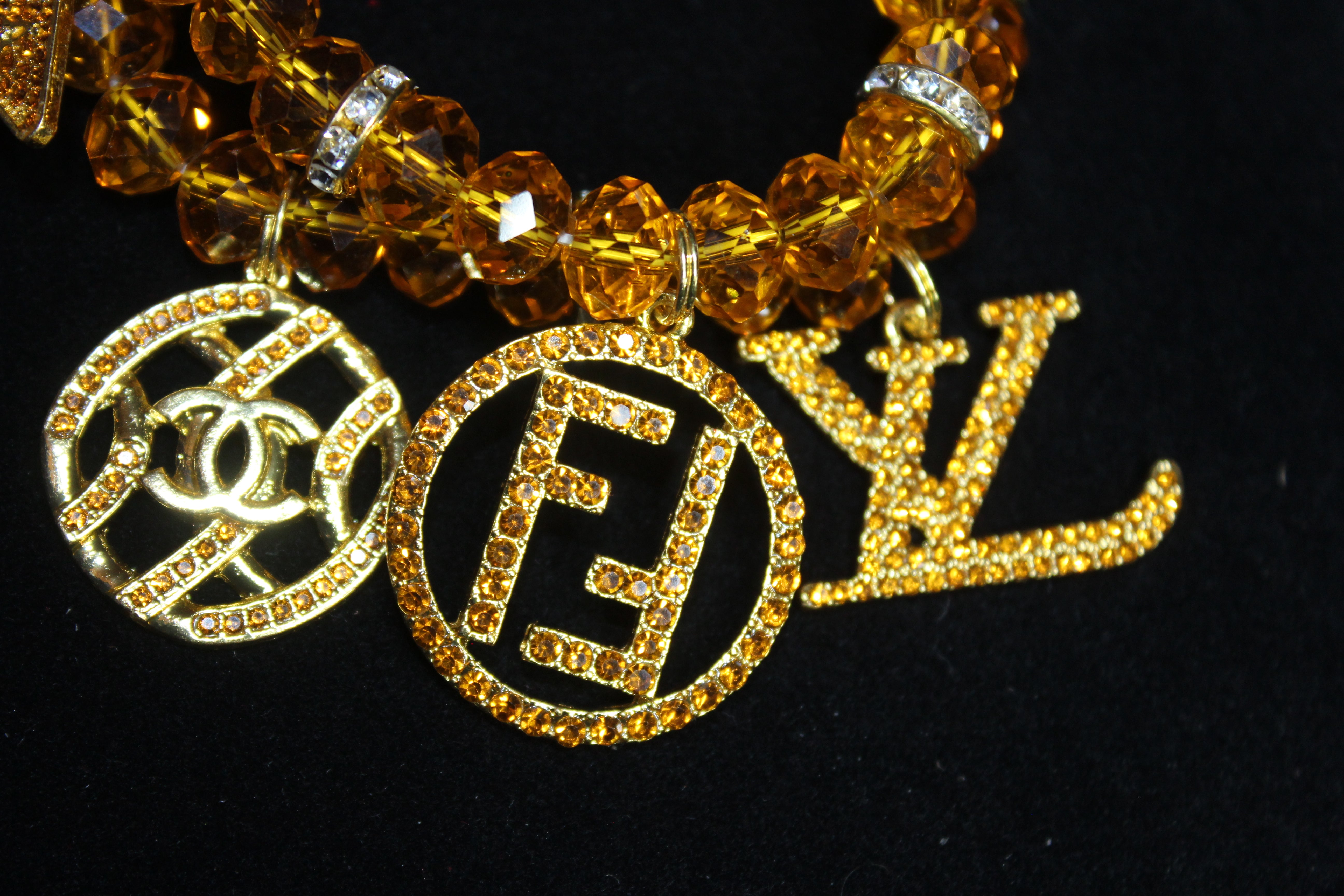 2 Piece Topaz & Silver Crystal Charm Bracelet Set