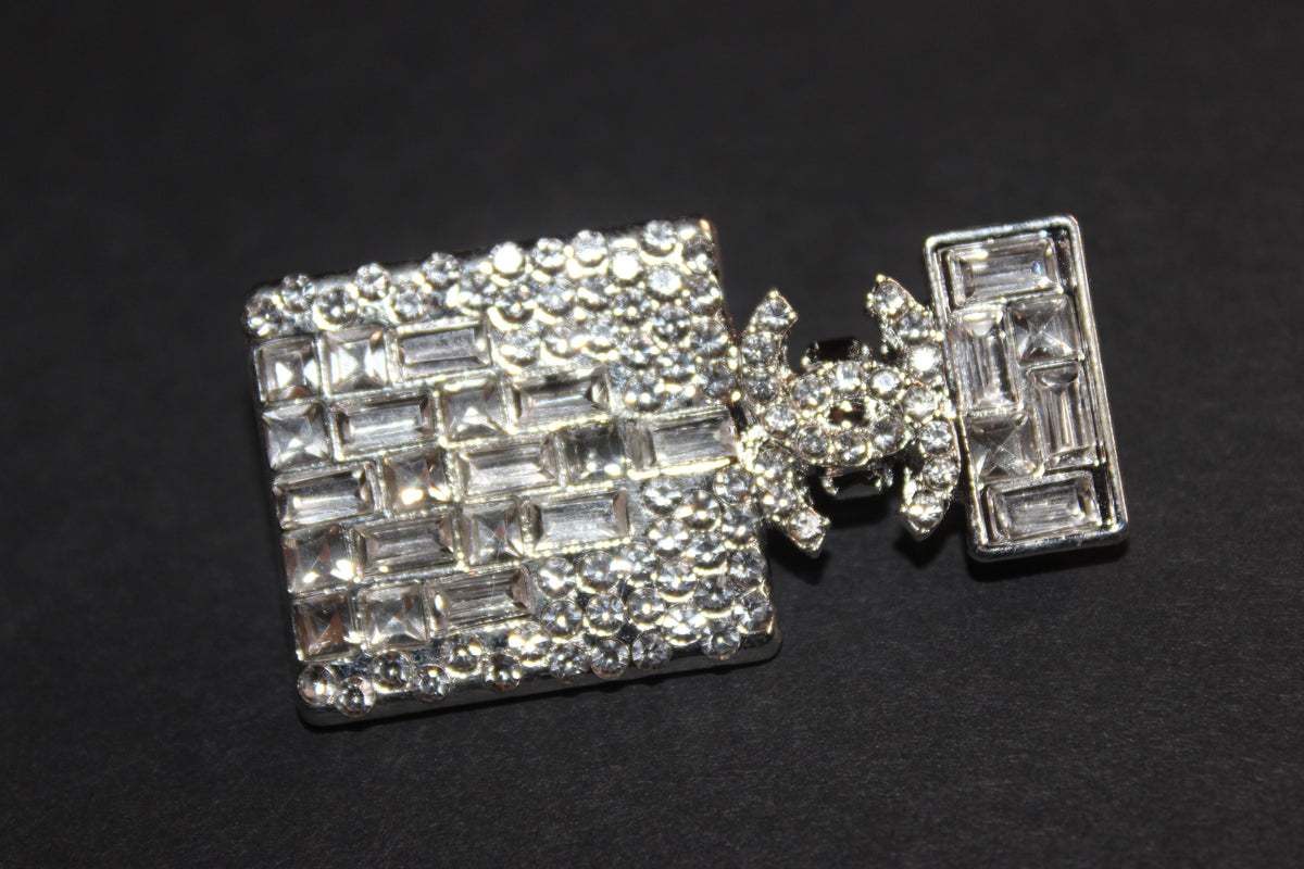 Rhinestone Silver Brooch Pin
