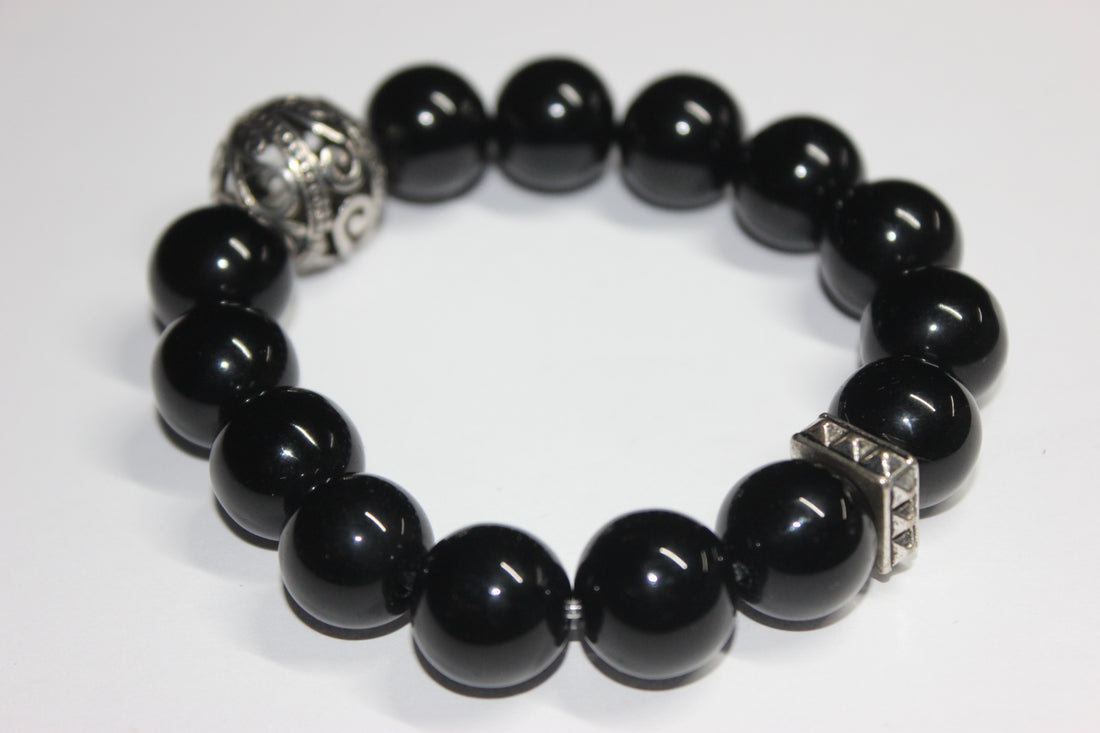 Black & Silver Beaded Bracelet
