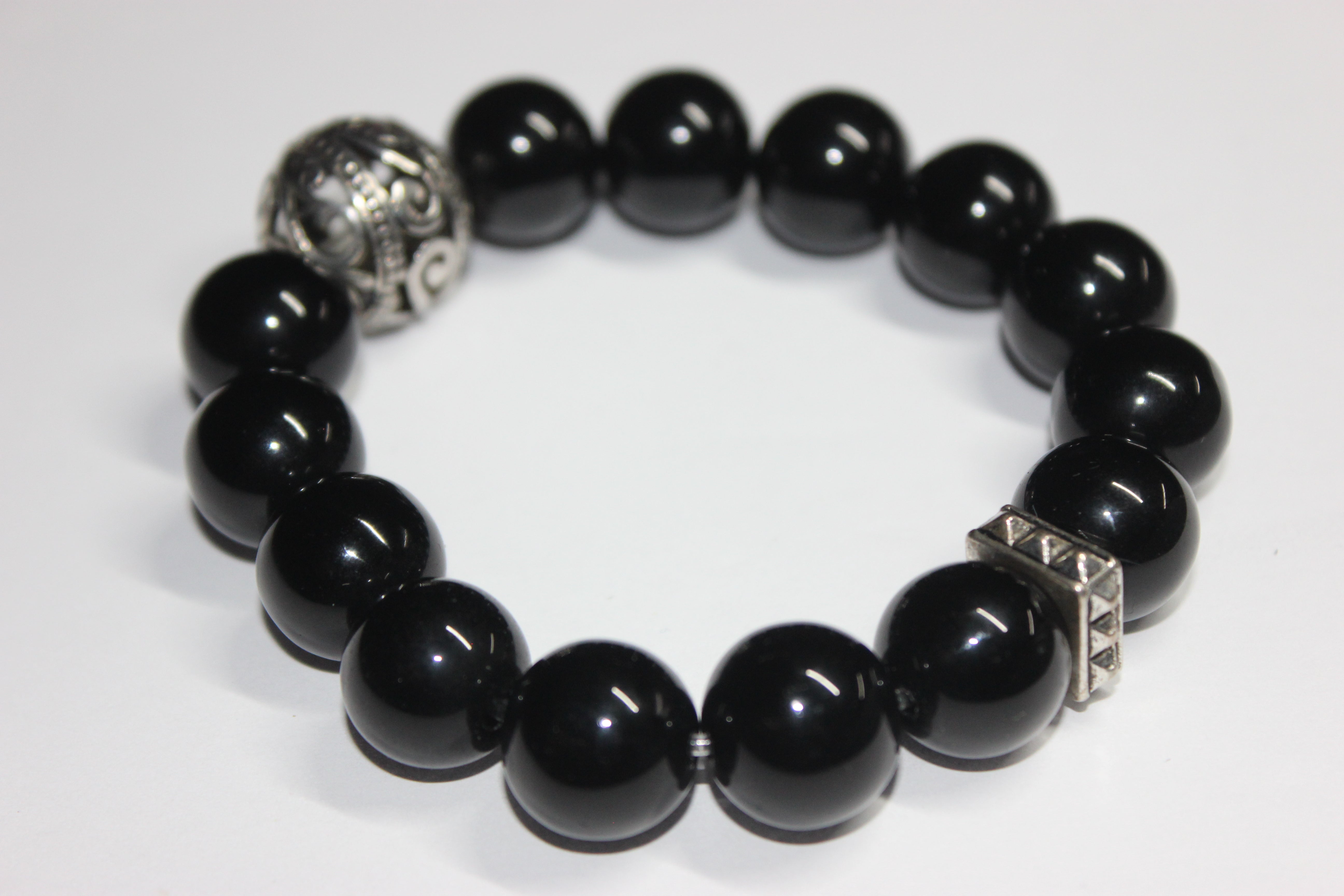 Black & Silver Beaded Bracelet