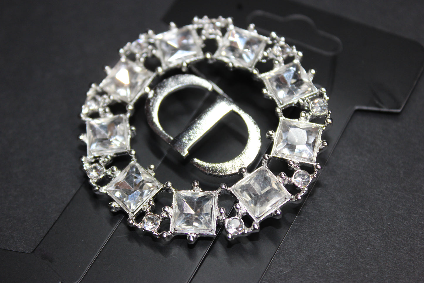 Rhinestone Silver & Clear Brooch Pin