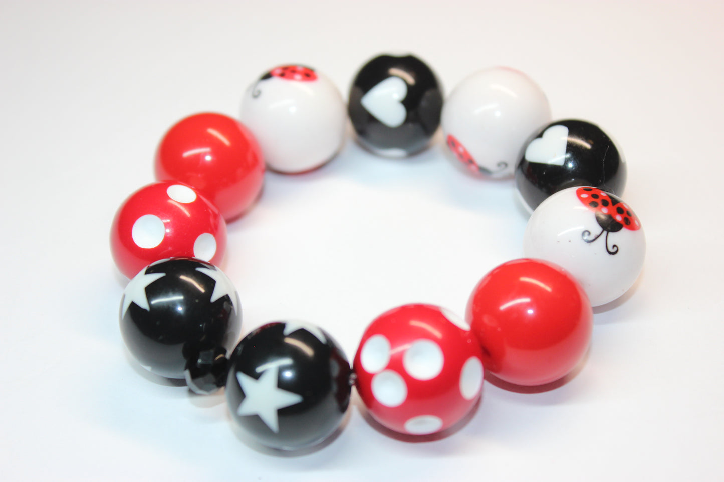 Red White & Black Ladybug Bracelet