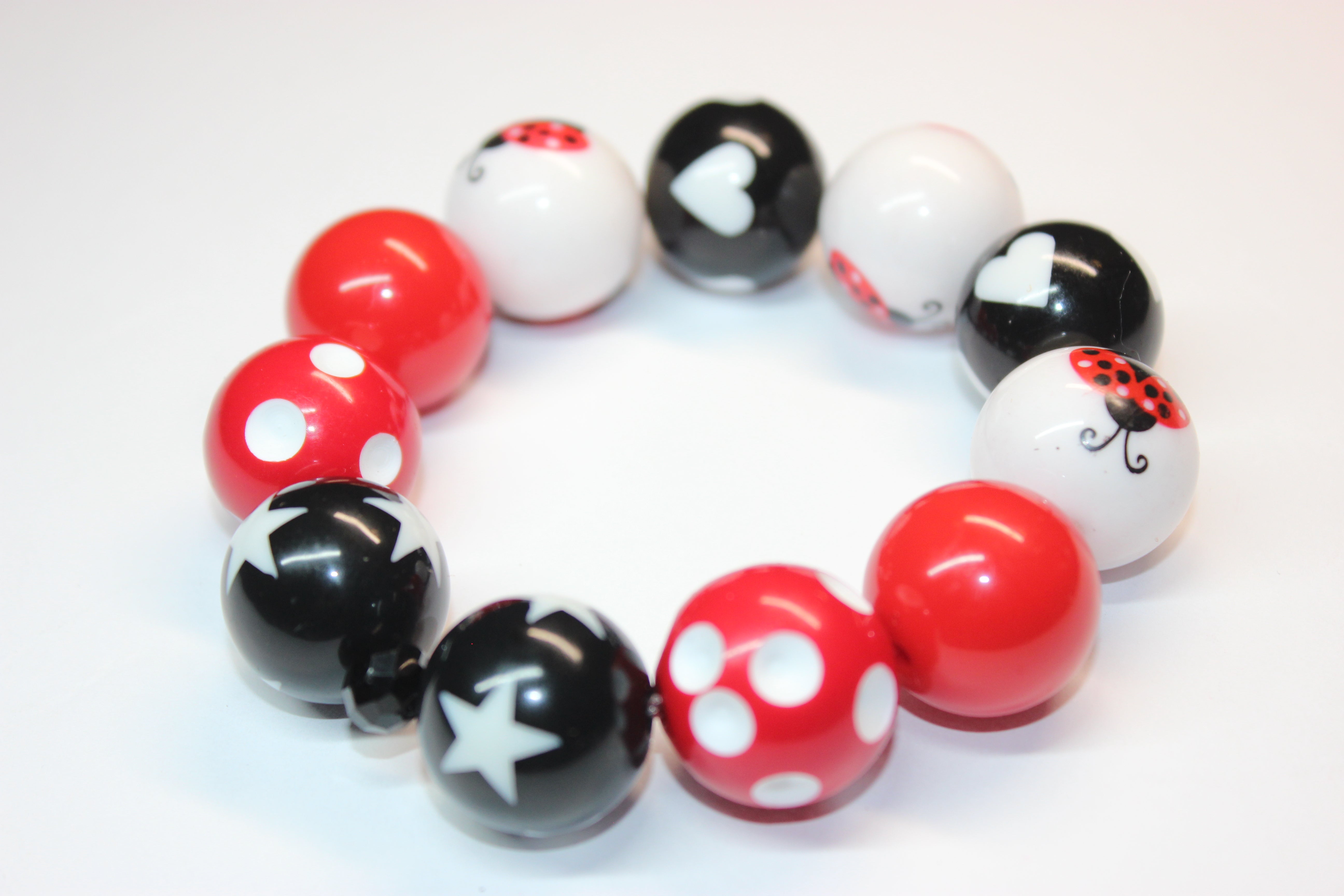 Red White & Black Ladybug Bracelet