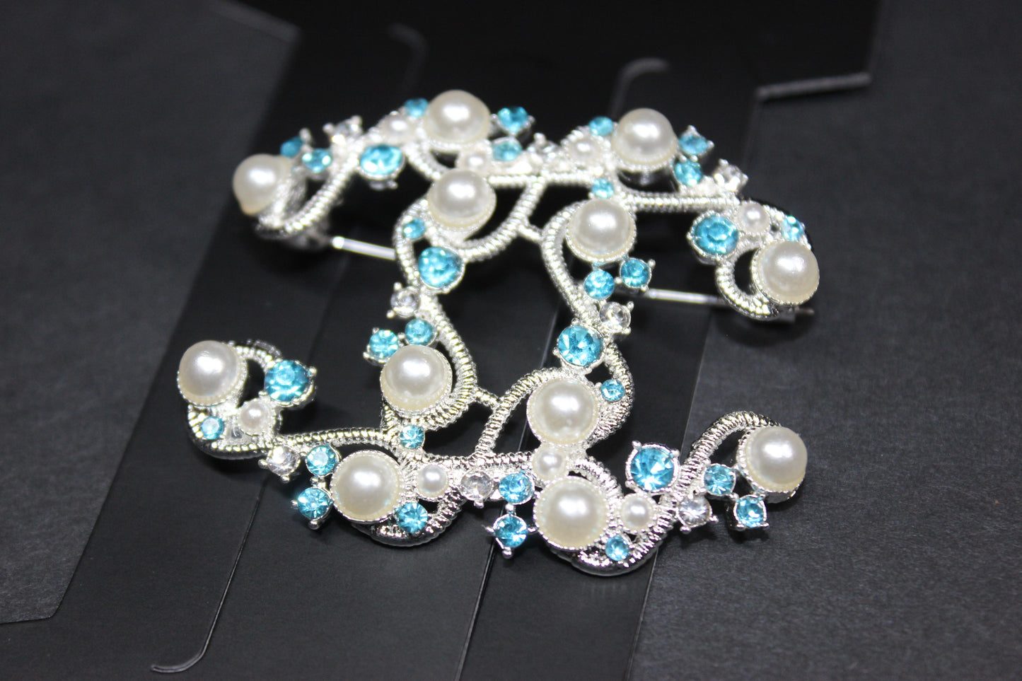 Pearl & Turquoise w/ Silver Brooch Pin
