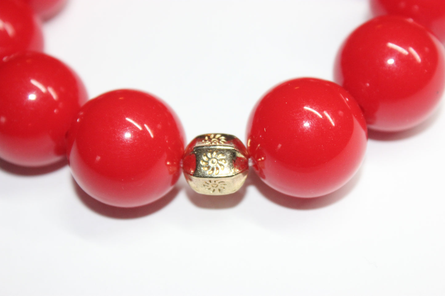 Red & Gold Large Beaded Bracelet
