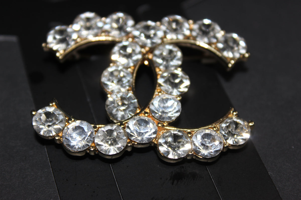 Gold & Rhinestone Brooch Pin