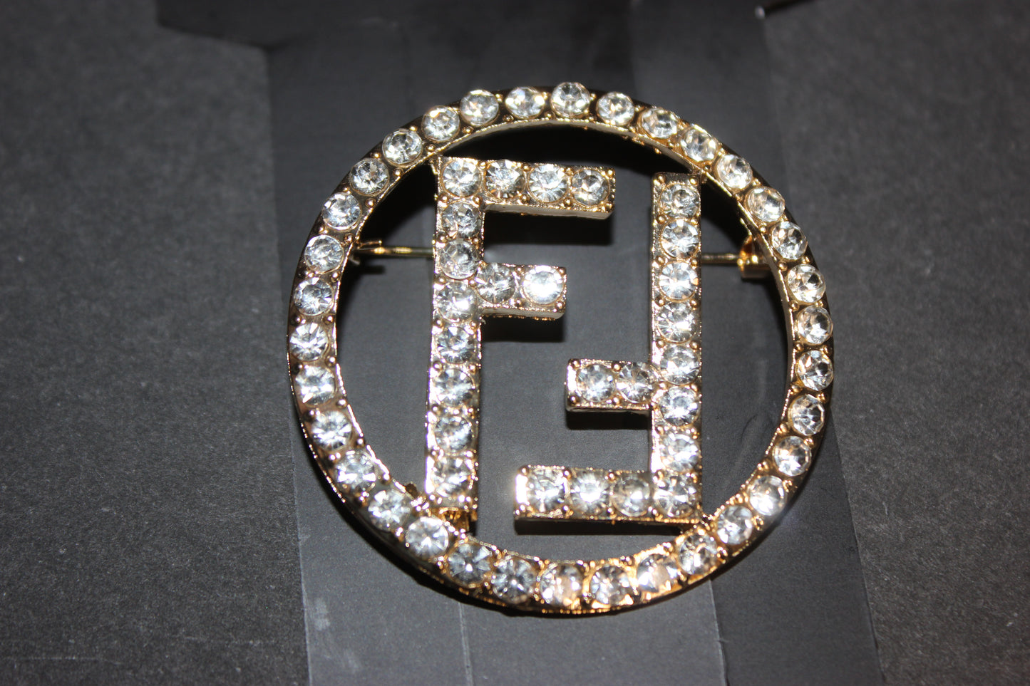 Gold & Rhinestone Brooch Pin