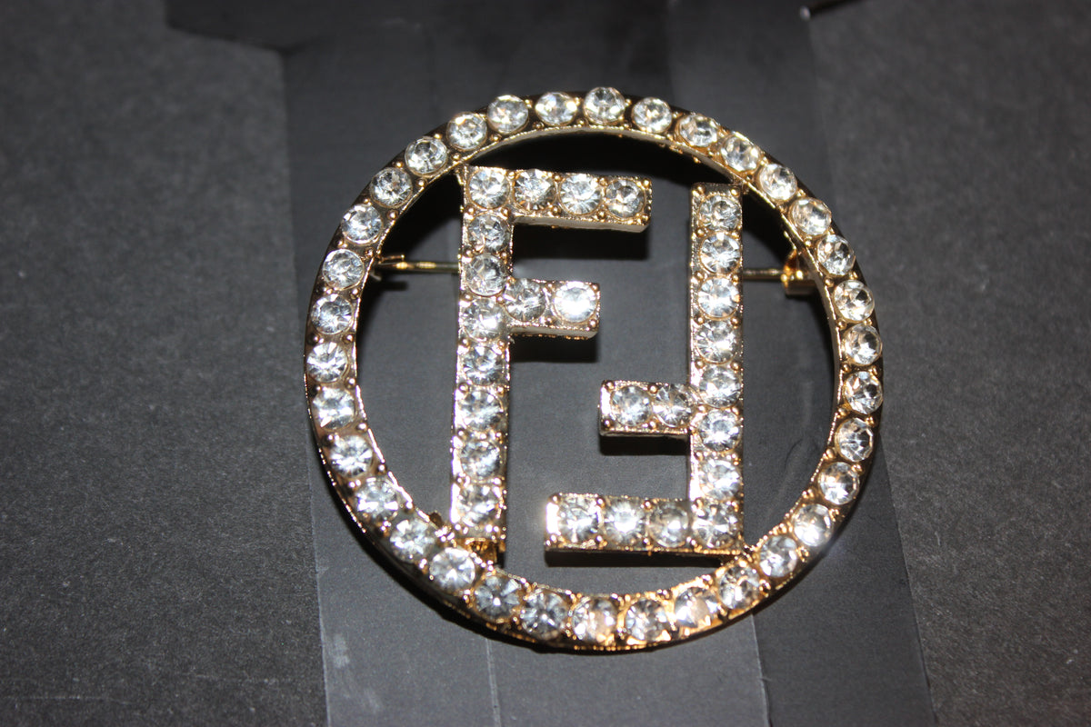Gold & Rhinestone Brooch Pin