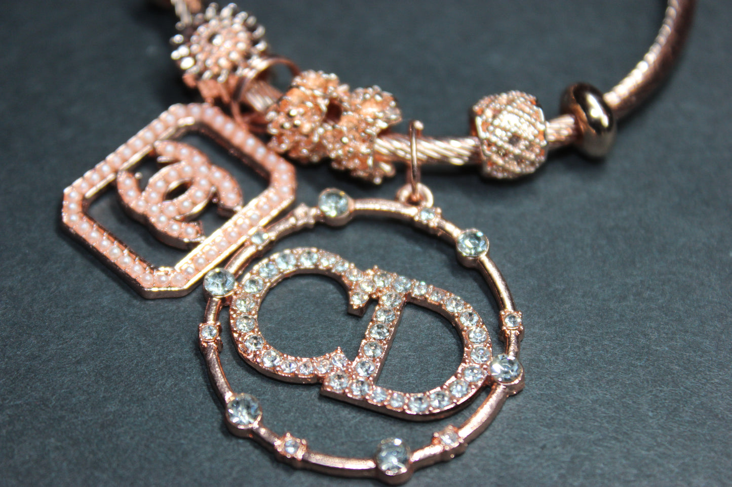Rose Gold Charm Bangle