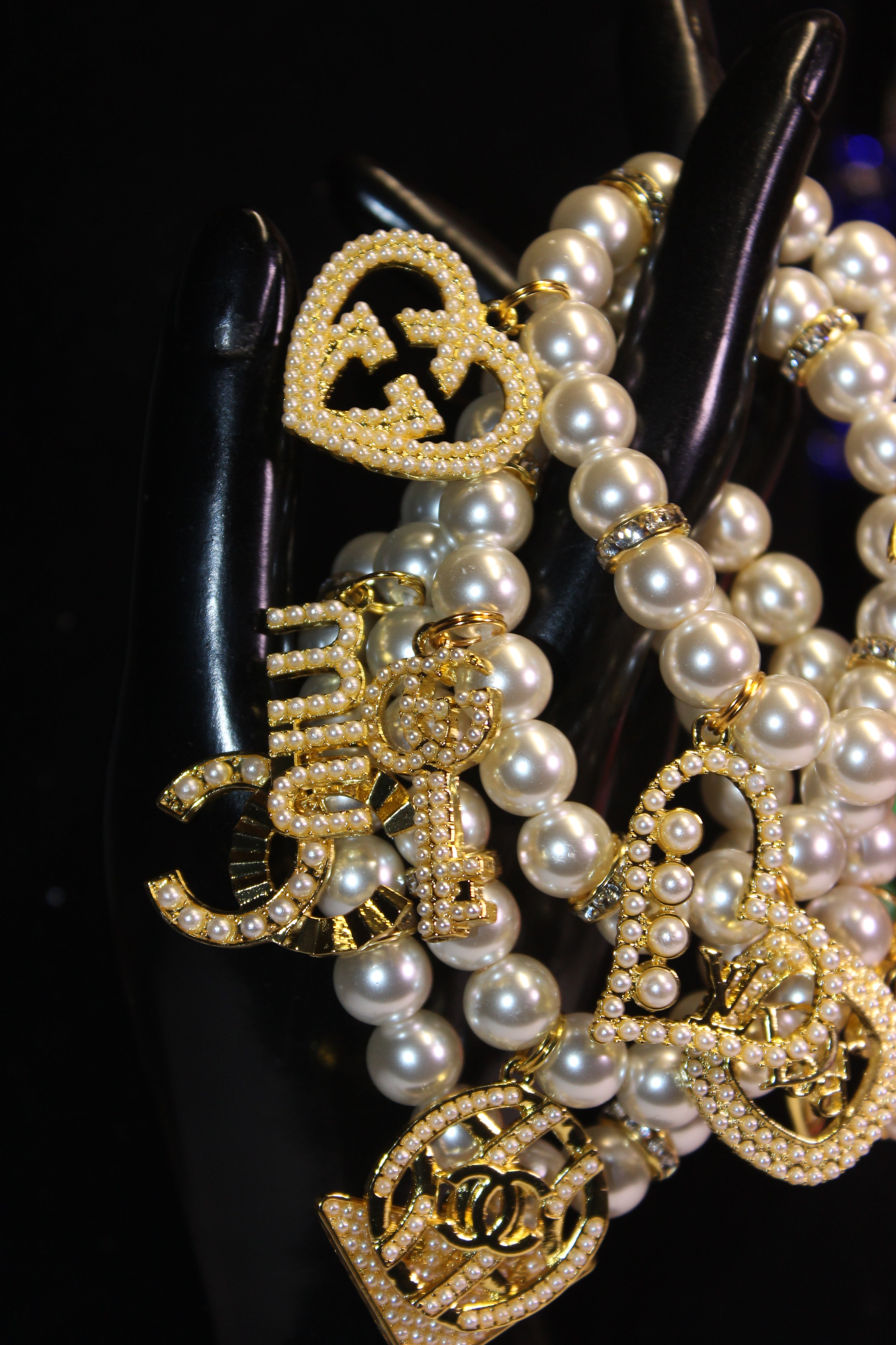 4 Piece Pearl & Gold Luxury Charm Bracelet Set