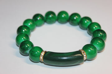 Shades Of Green w/ Gold BOBCAT Beaded Bracelet