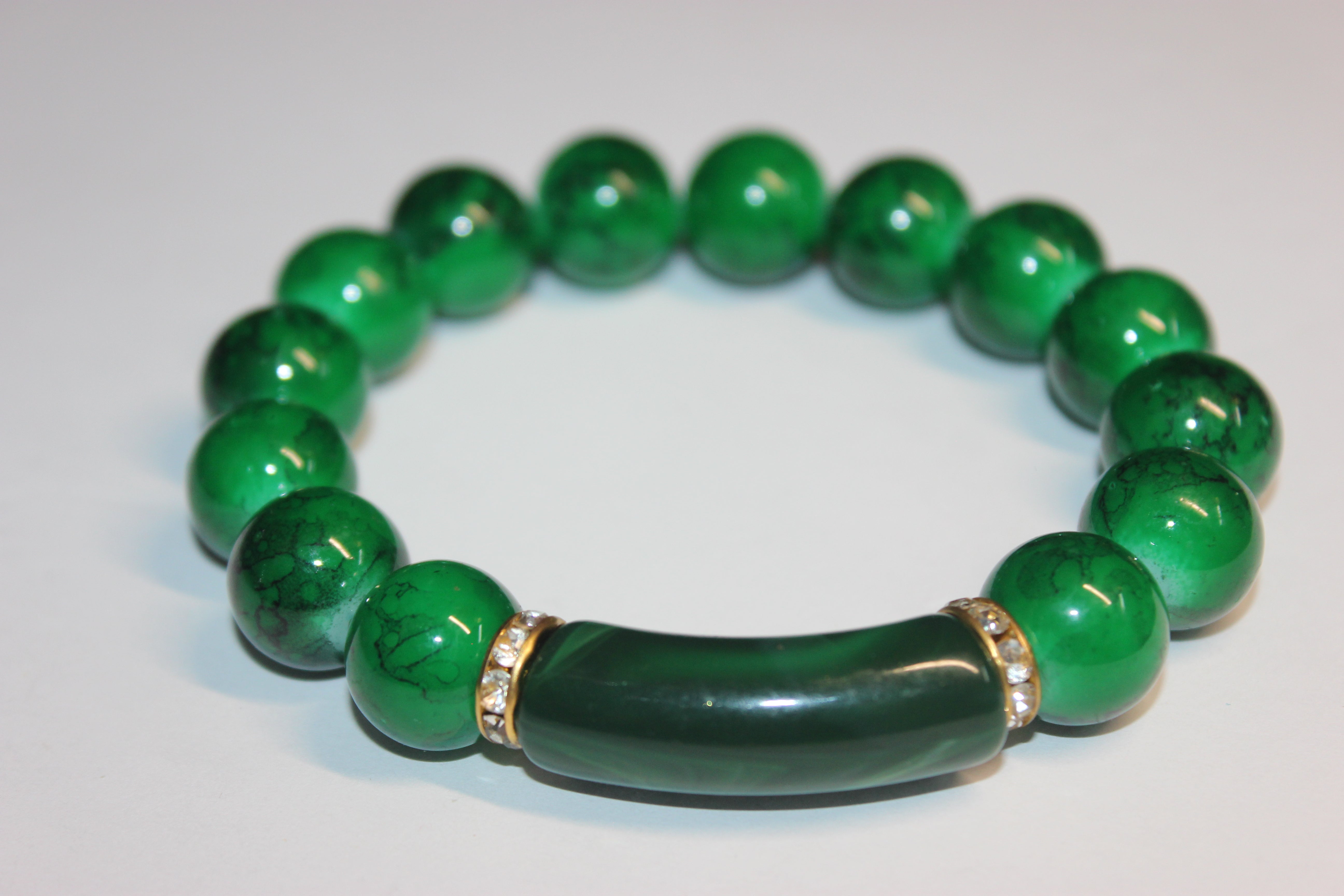 Shades Of Green w/ Gold BOBCAT Beaded Bracelet