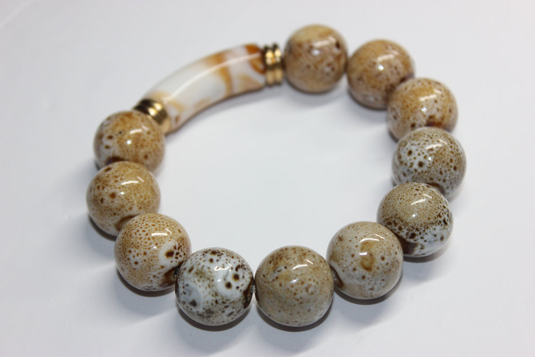 Swiss Collection Beaded Bracelet (Tan & Beige)