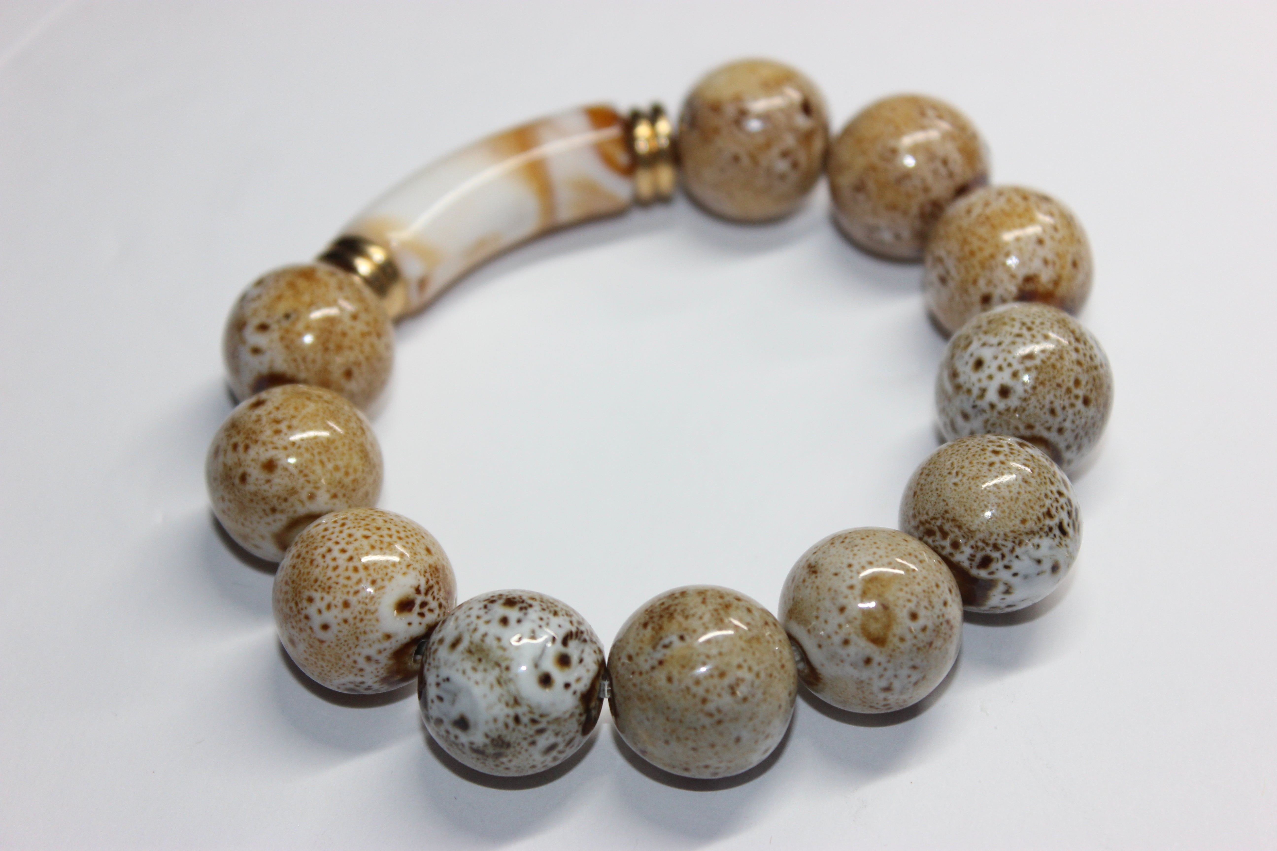 Swiss Collection Beaded Bracelet (Tan & Beige)