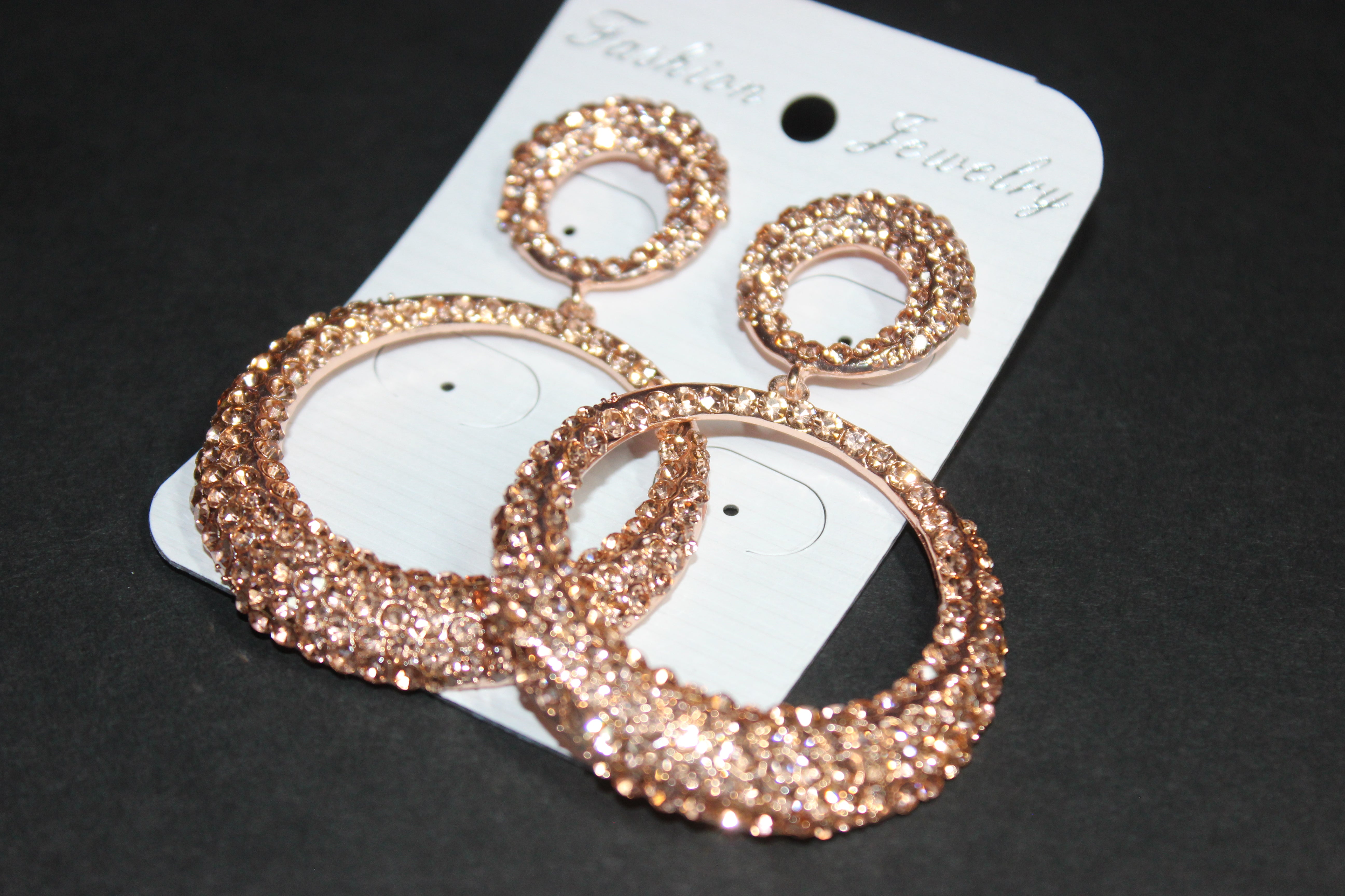 Rose Gold Rhinestone Hoop Earrings