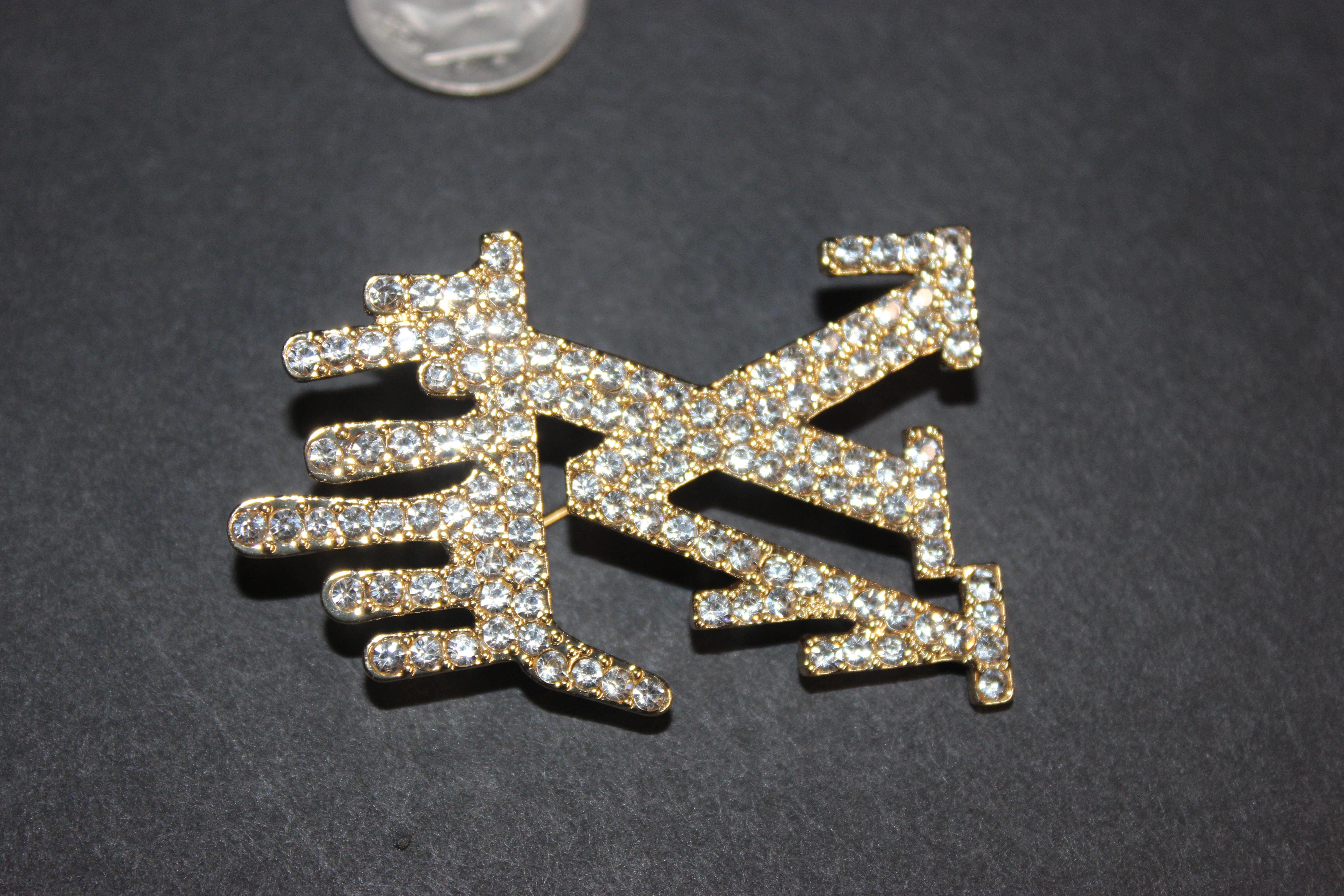 Gold Rhinestone Brooch Pin