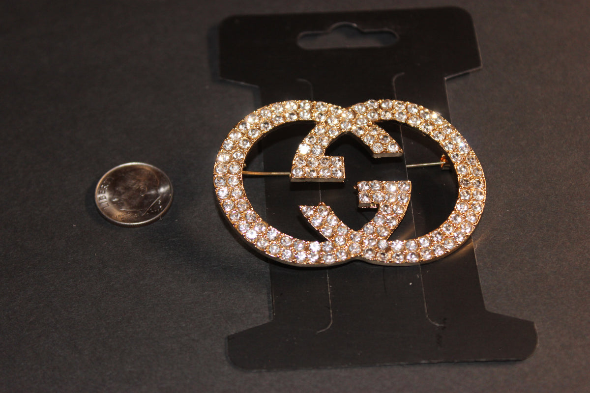 Gold Rhinestone Brooch Pin