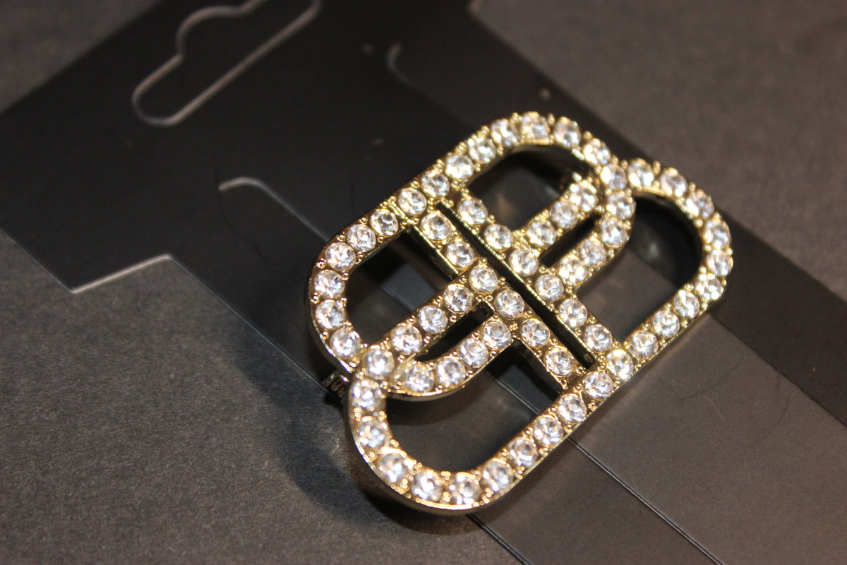 Gold Rhinestone Brooch Pin