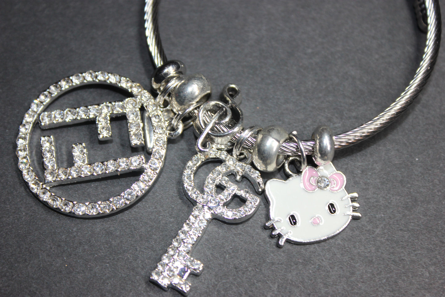 Silver Charm Bangle Bracelet