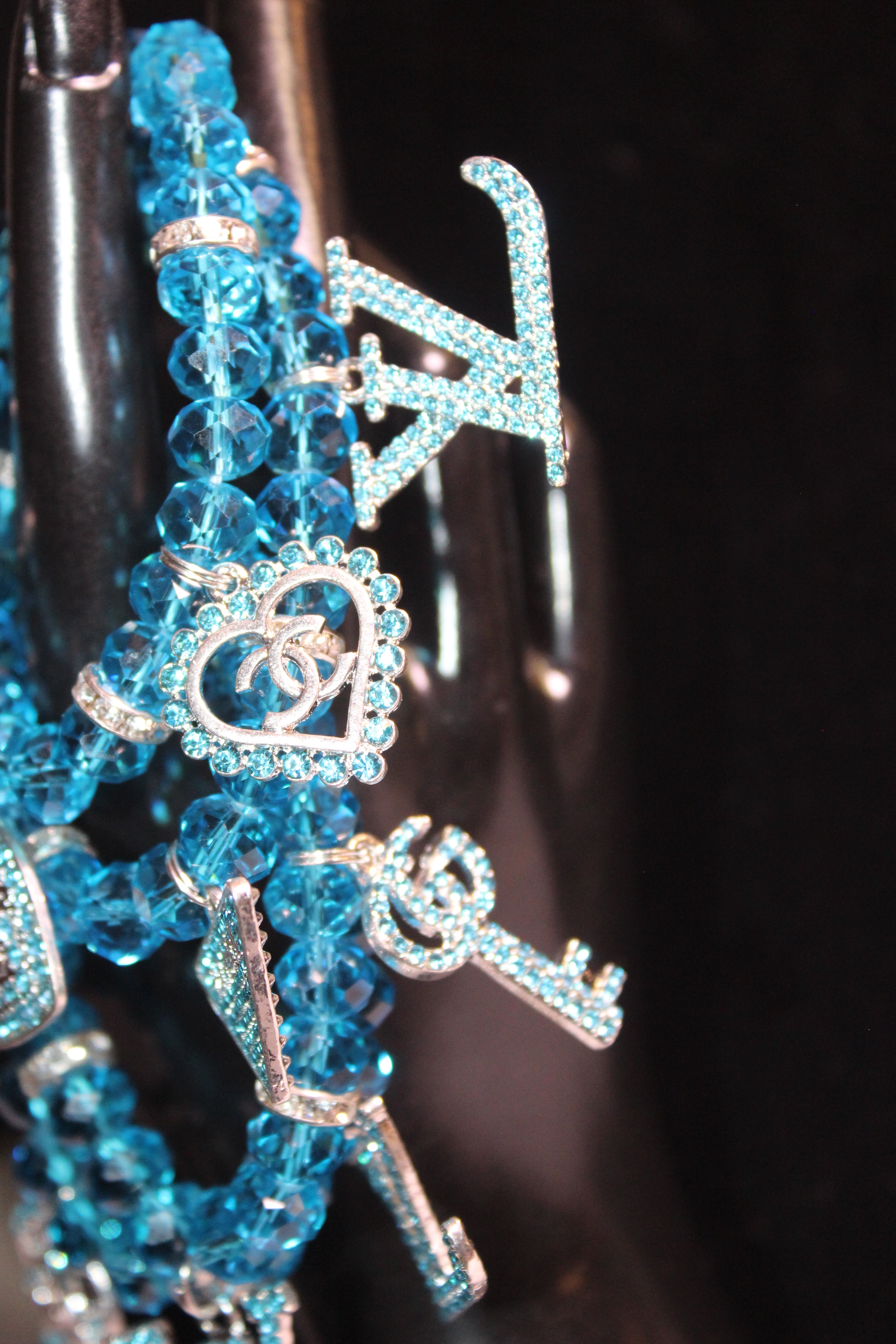 4 Piece Aquamarine Crystal Charm Bracelet Set
