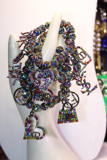 4 Piece Multicolored Rhinestone Charm Bracelet Set