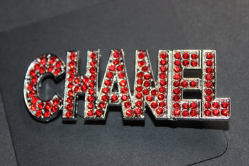 Red & Silver Rhinestone Brooch Pin