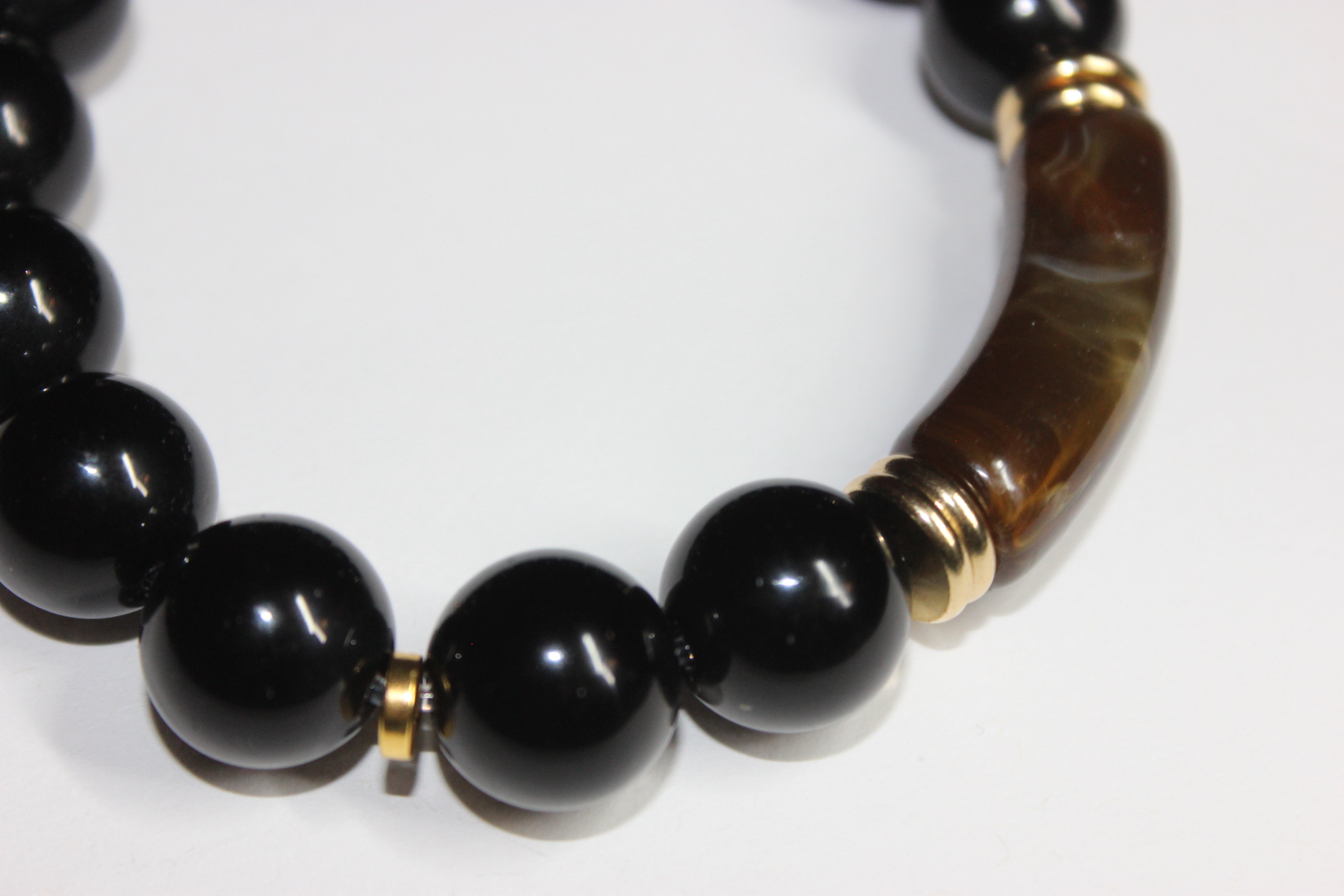 Black Brown & Gold Beaded Bracelet