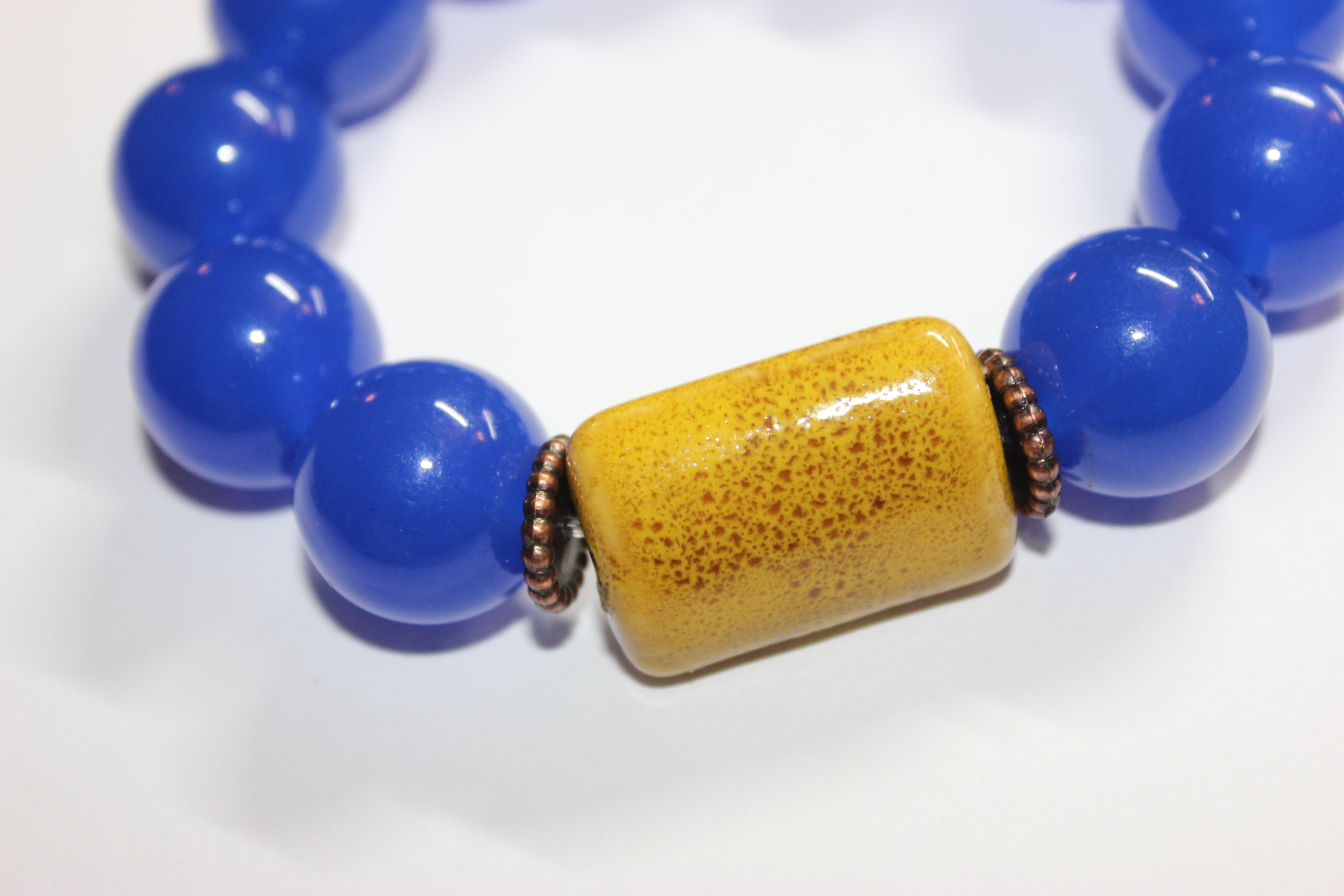 💪🏽BLUE & Mustard Beaded Bracelet